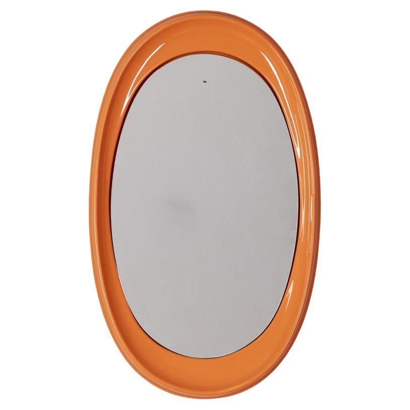 Vintage 70s Orange Kunststoff Wandspiegel Italienisches Design