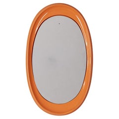 Vintage 70s Orange Kunststoff Wandspiegel Italienisches Design