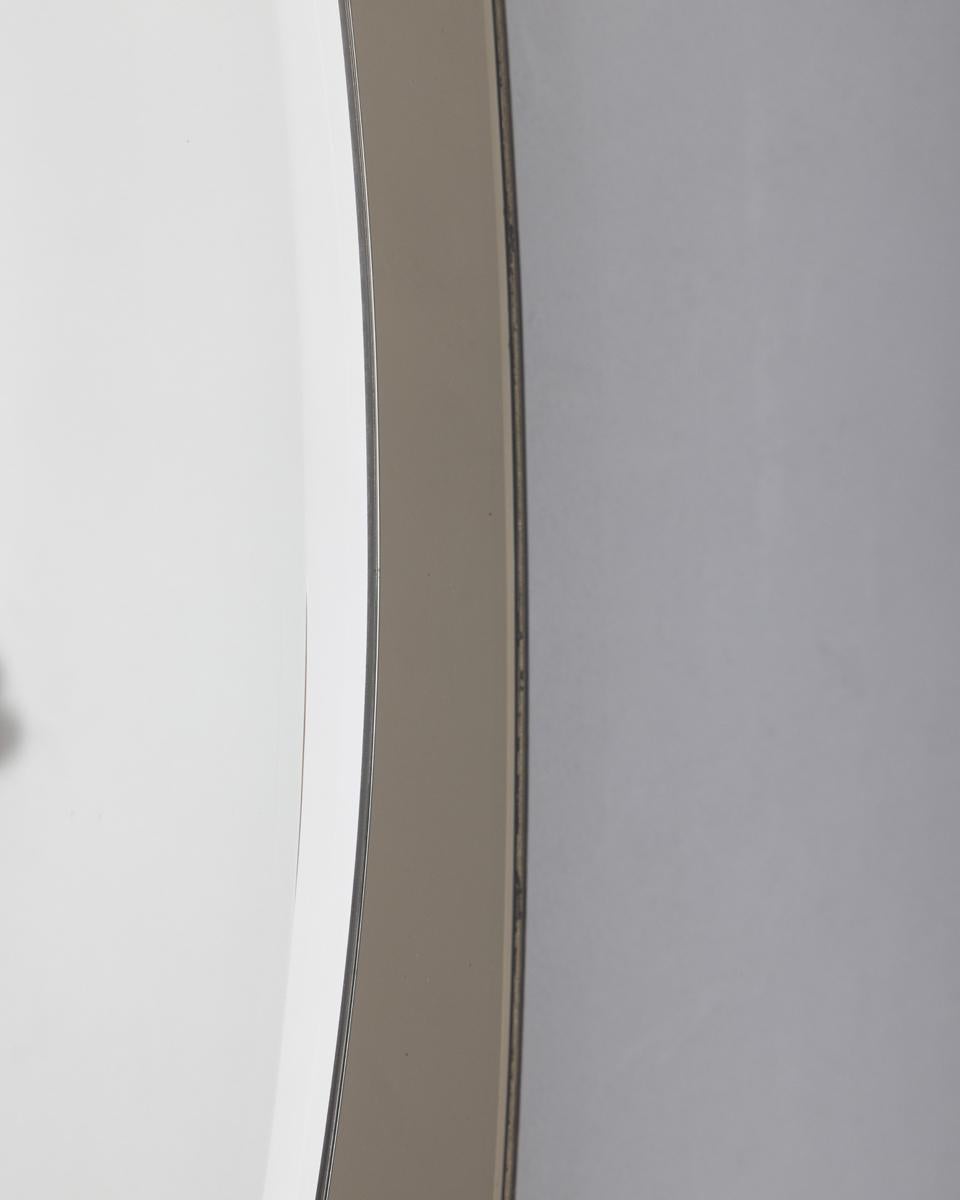 Mid-Century Modern Miroir mural vintage 70s verre fumé gris Veca design en vente