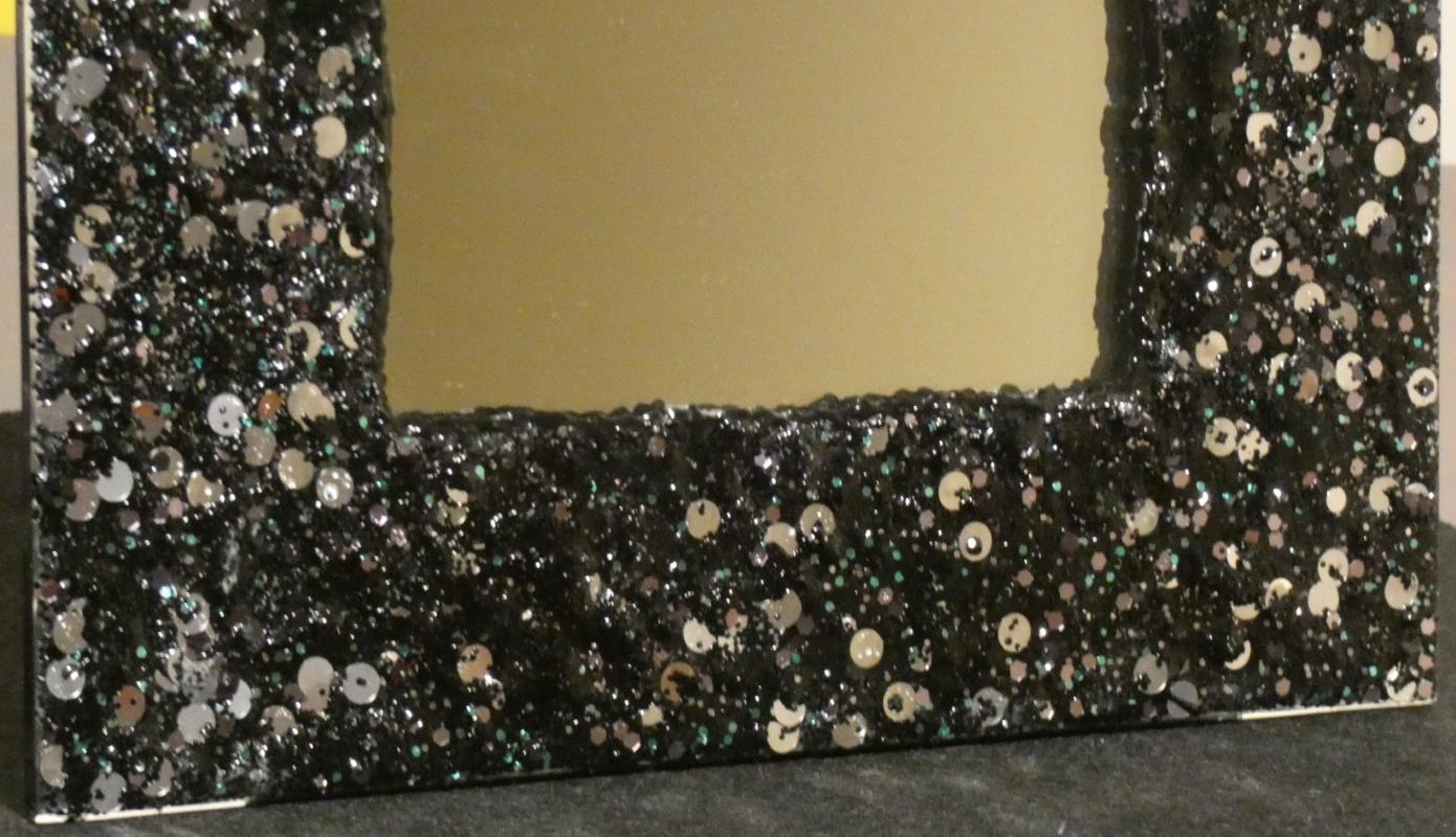 Italian Crystal and resin table mirror and photo frame For Sale