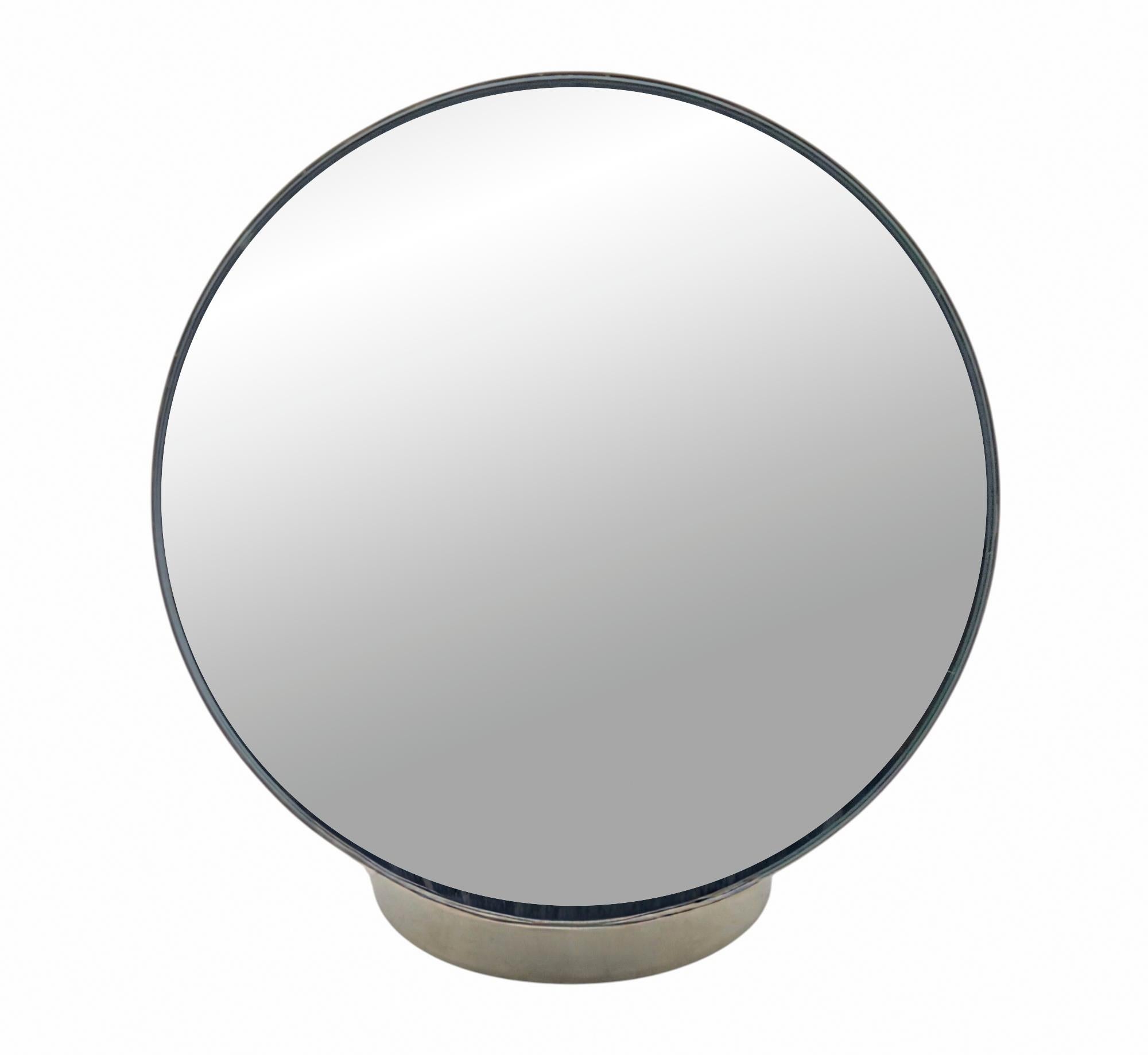 Mid-Century Modern Miroir de table demi-sphère en métal chromé, Italie, années 1960 en vente