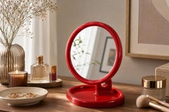 Vintage Gedy Design Tischspiegel - Modell 'Sylvie' - Rot Space Age '70s