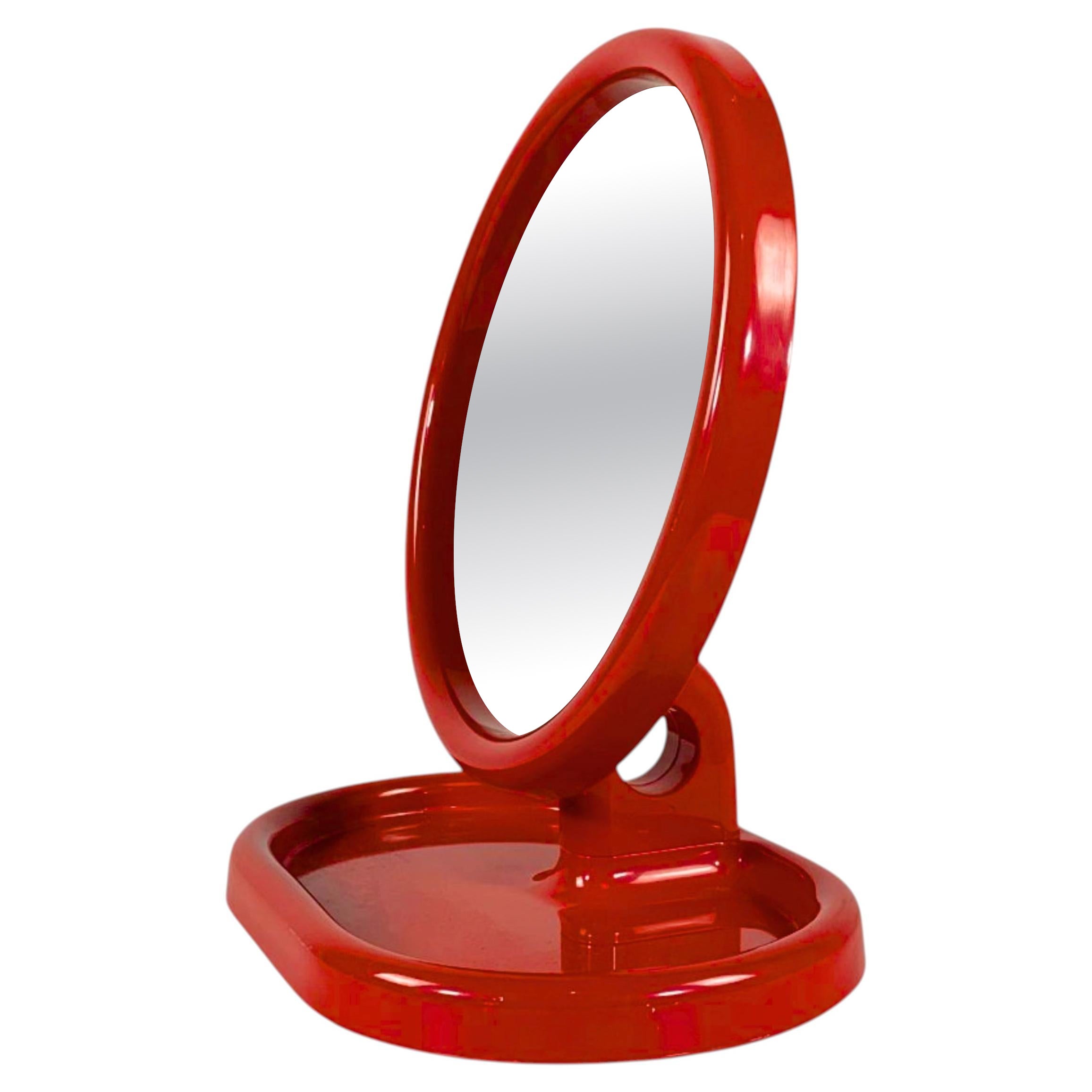 Specchio da Tavolo Vintage Gedy Design - Modello "Sylvie" - Rosso Space Age '70