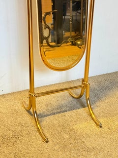 "Eleganza Riflessa" brass floor mirror, Milan, 1970s
