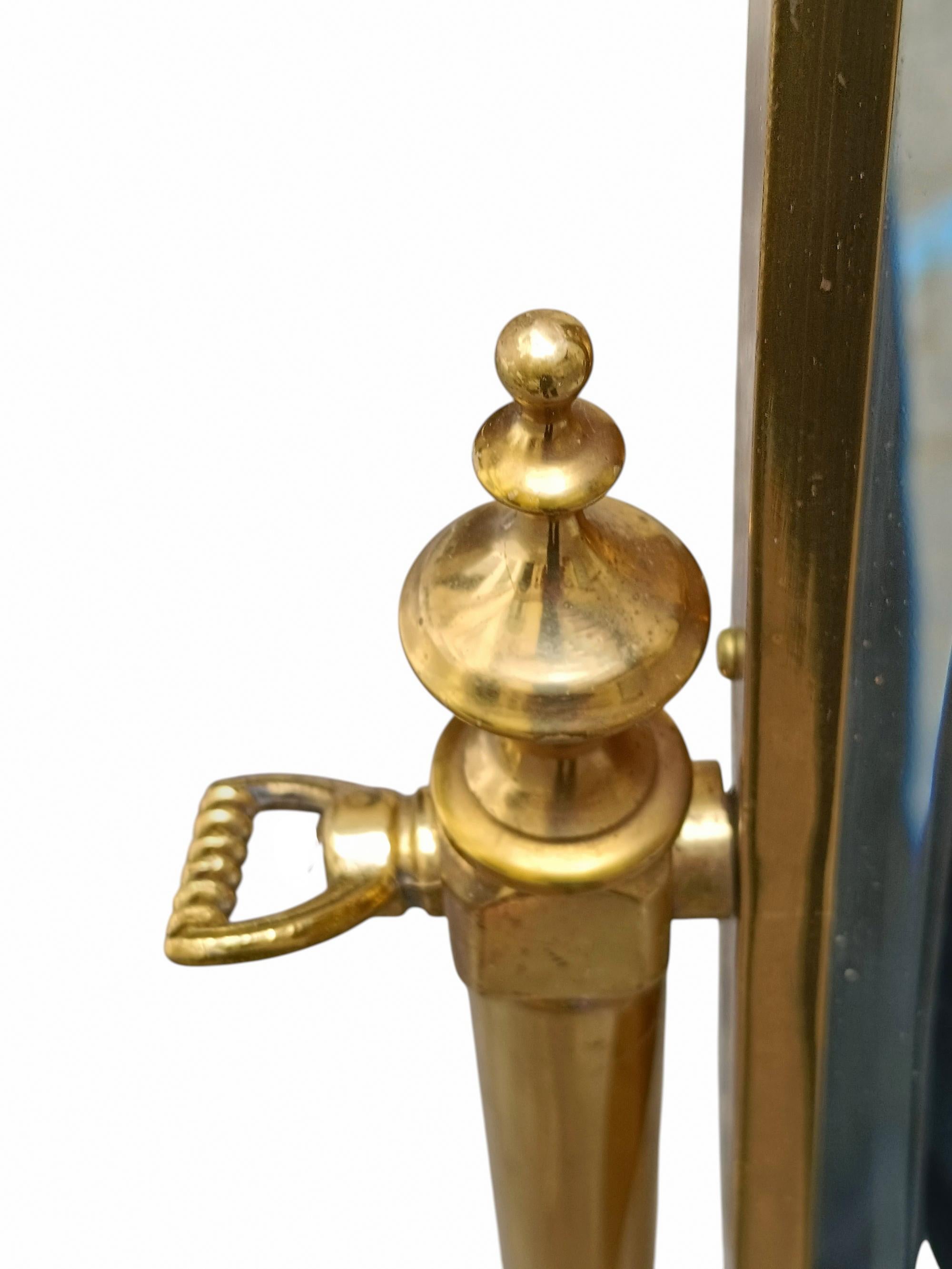 Italian Oval Brass Floor Mirror, Italy 1960s For Sale