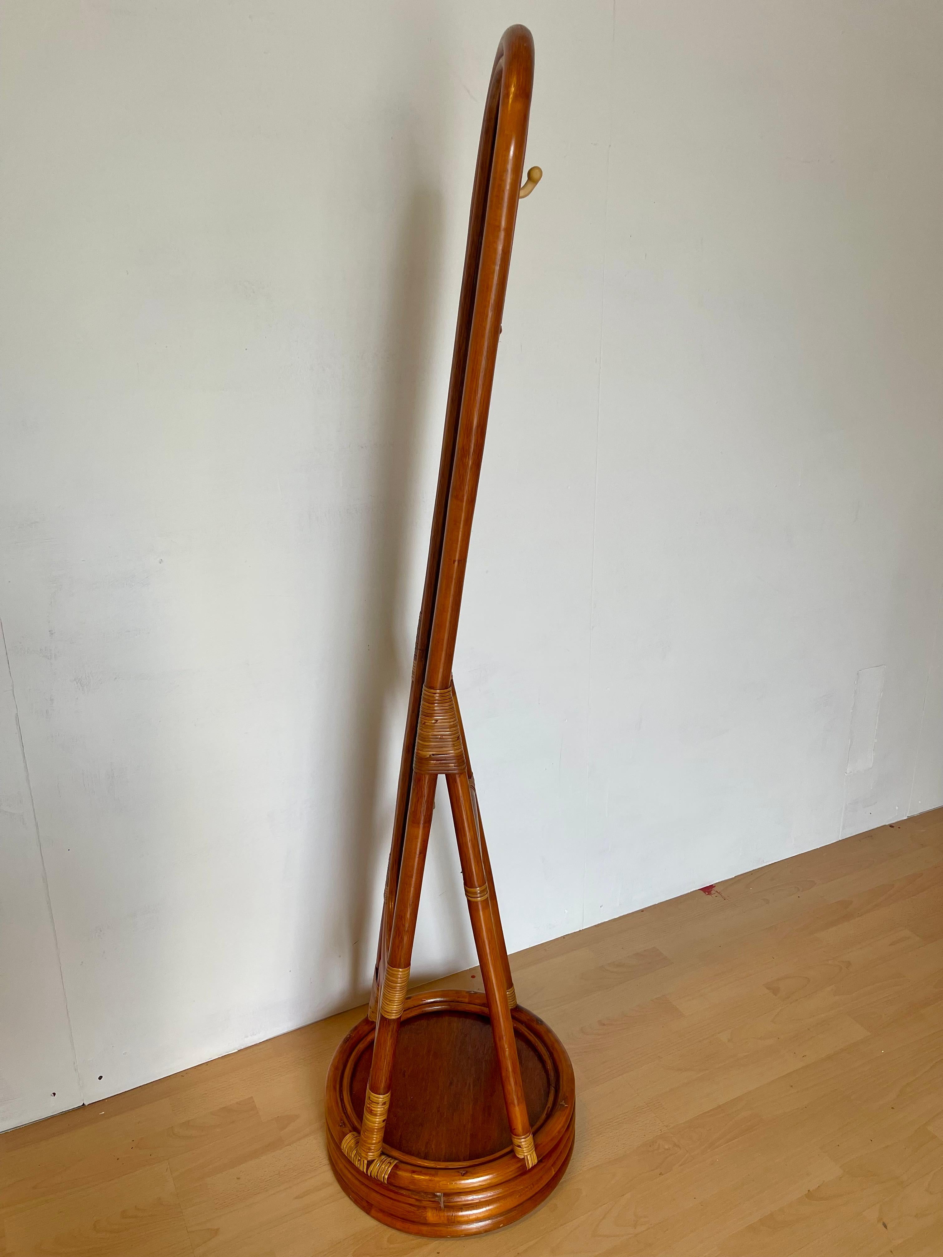 Specchio da terra circolare in Bambu e Rattan anni 70 in vendita 7