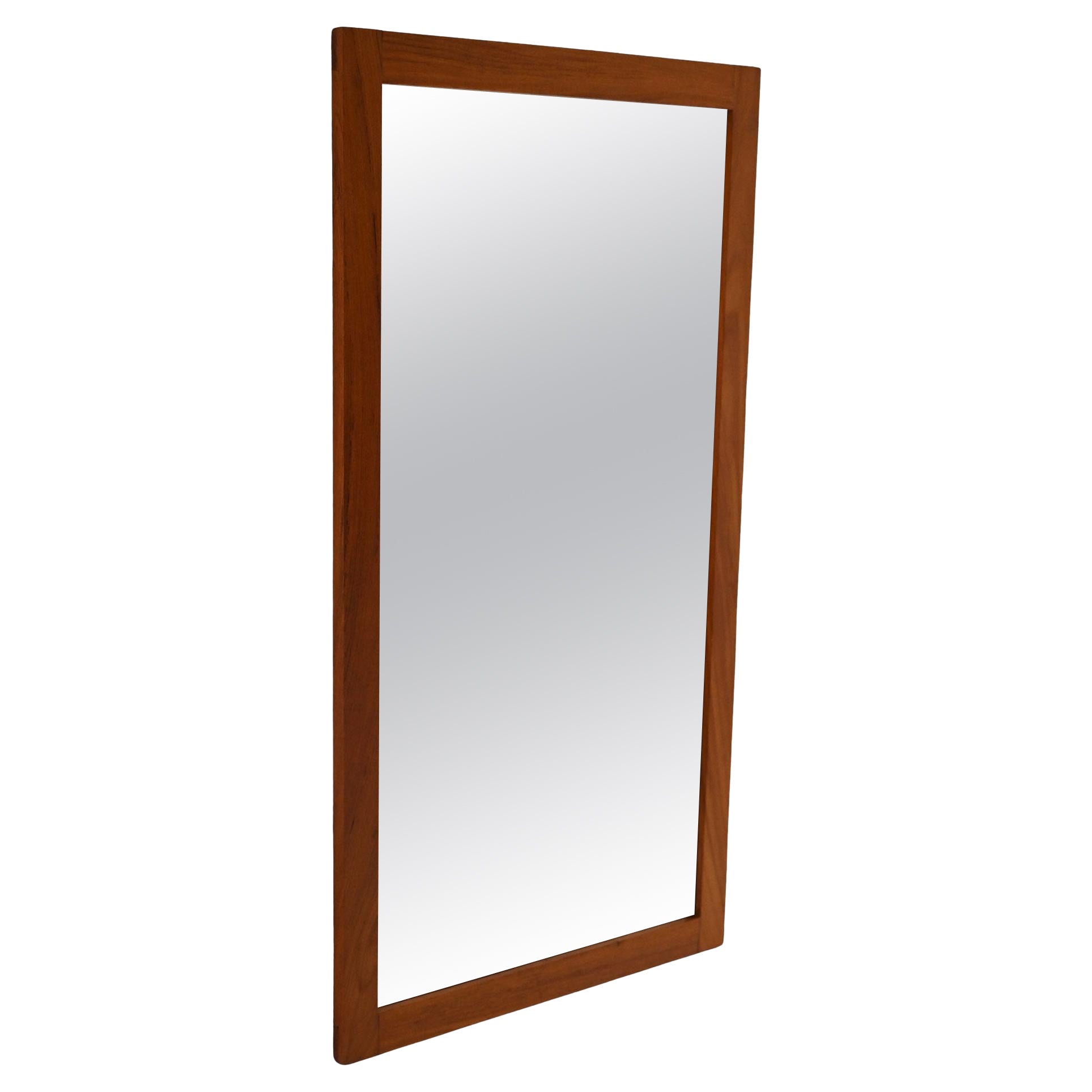 Miroir danois en teck des années 1960 - cadre en bois vintage