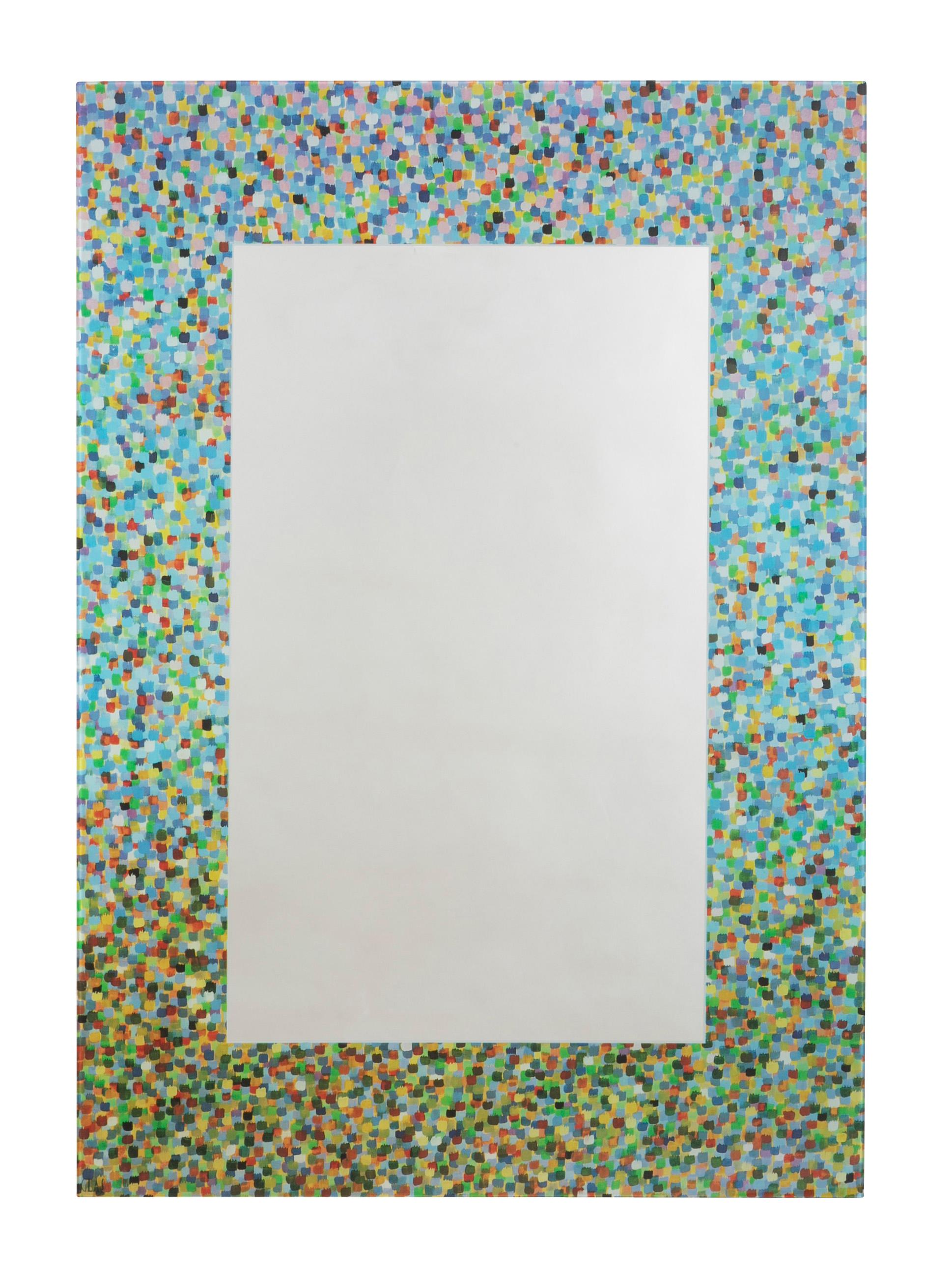 A wismical multi colored mirror designed by Alessandro Mendini and produced by Glas Italia.