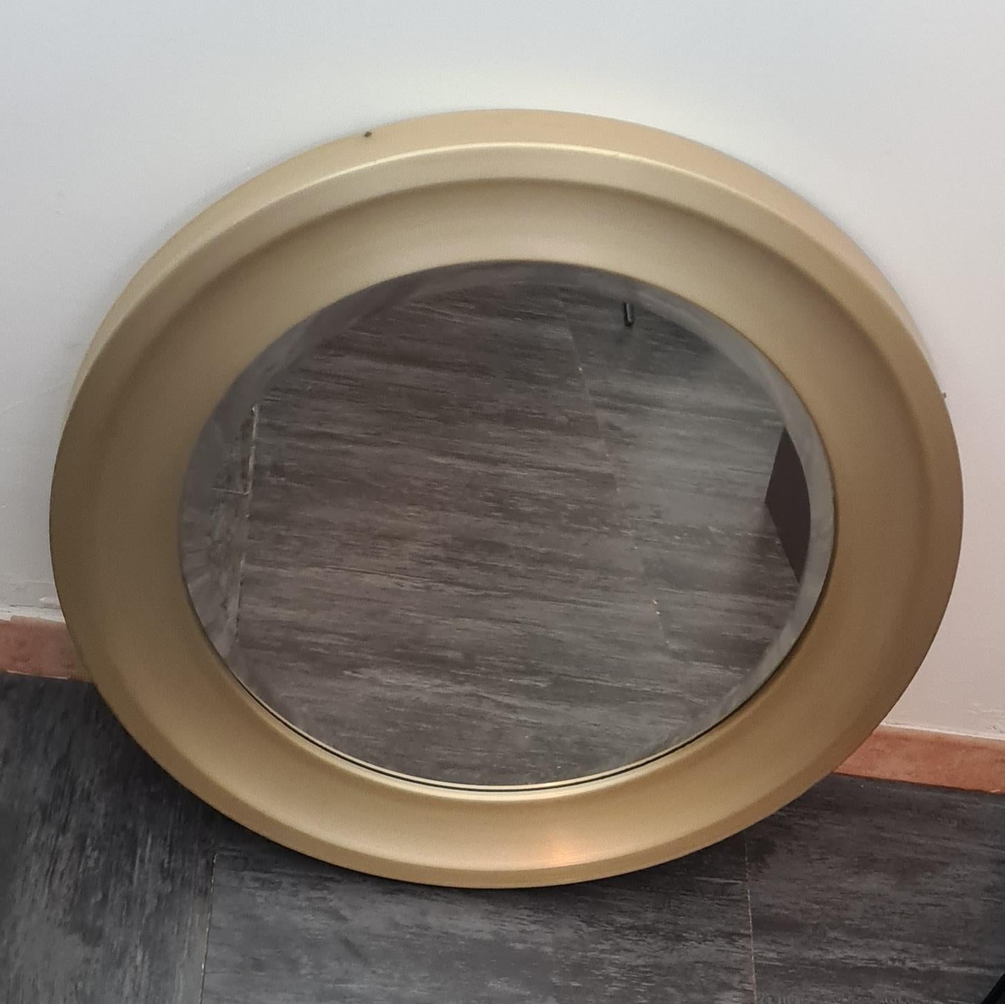 Mid-20th Century Sergio Mazza's mirror for Artemide in brushed gold-plated aluminum 1960s For Sale