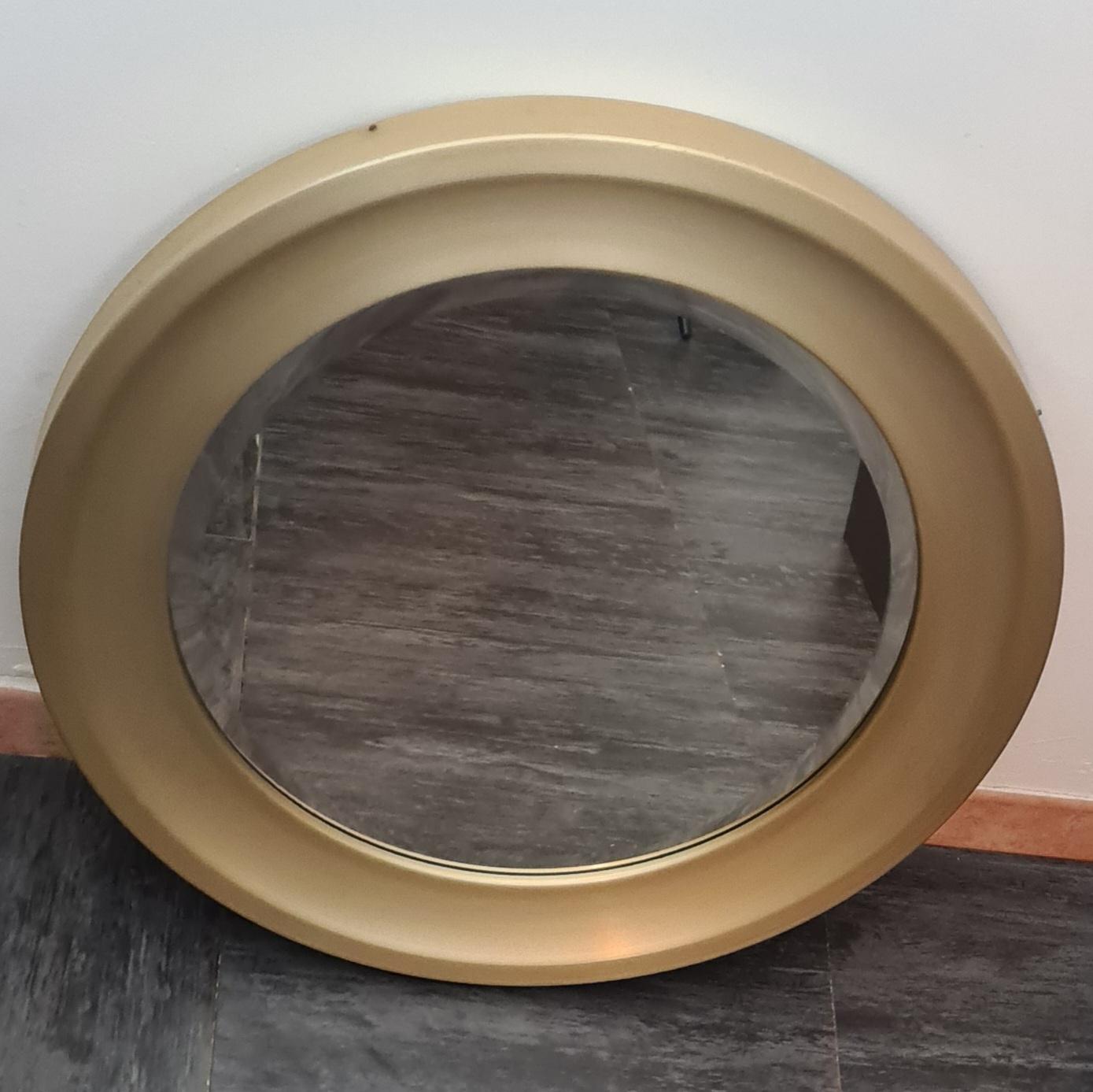 Aluminum Sergio Mazza's mirror for Artemide in brushed gold-plated aluminum 1960s For Sale