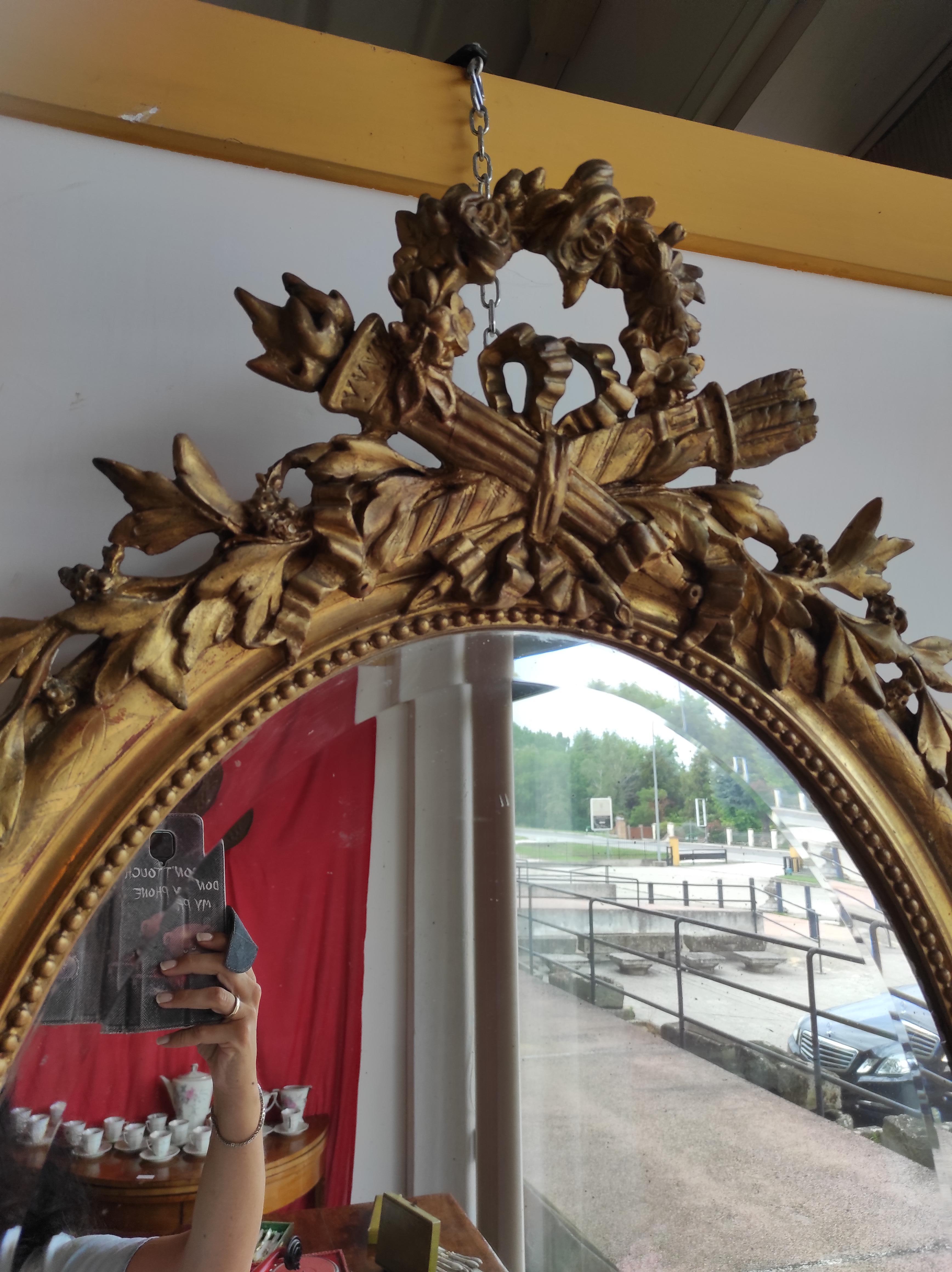 Louis Philippe Golden oval mirror For Sale