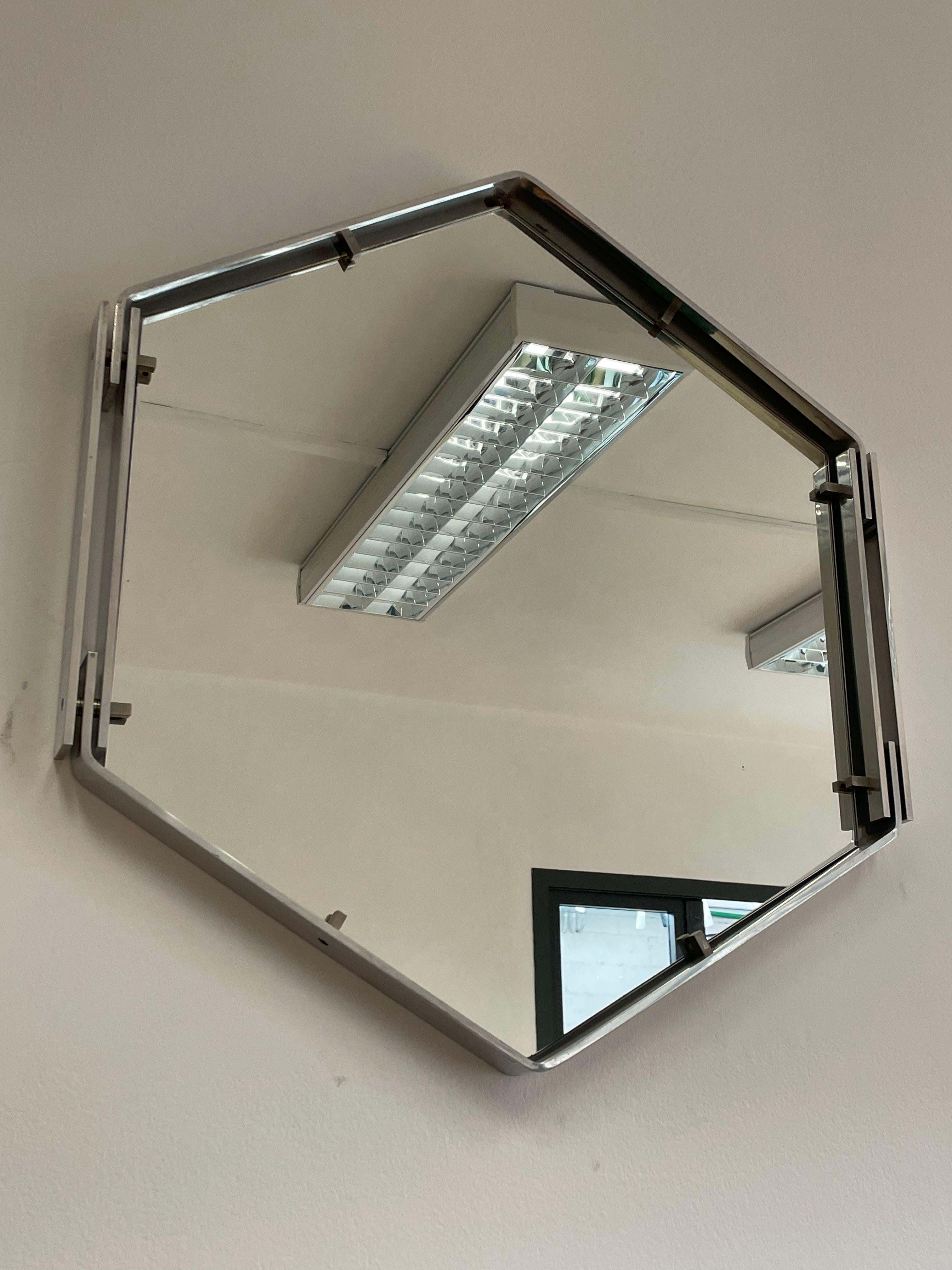 Italian 1970s hexagonal mirror For Sale