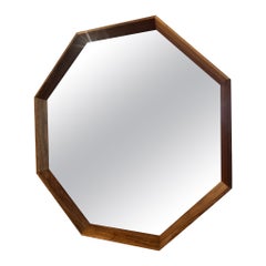 Hexagonal mirror with teak frame, Denmark, 1960