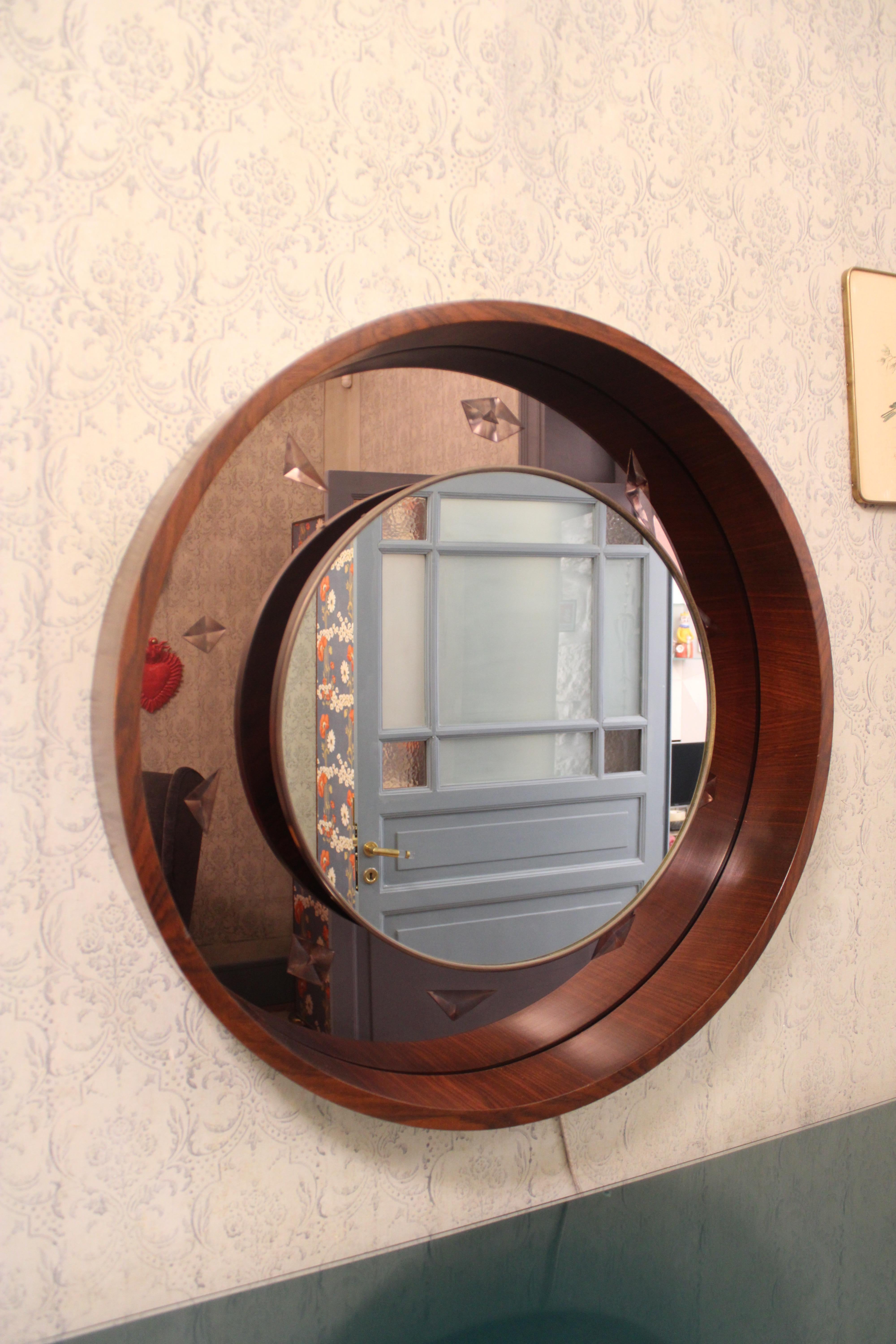 Espejo de madera Fontana Arte Guglielmo Ulrich con decoración geométrica en venta 3