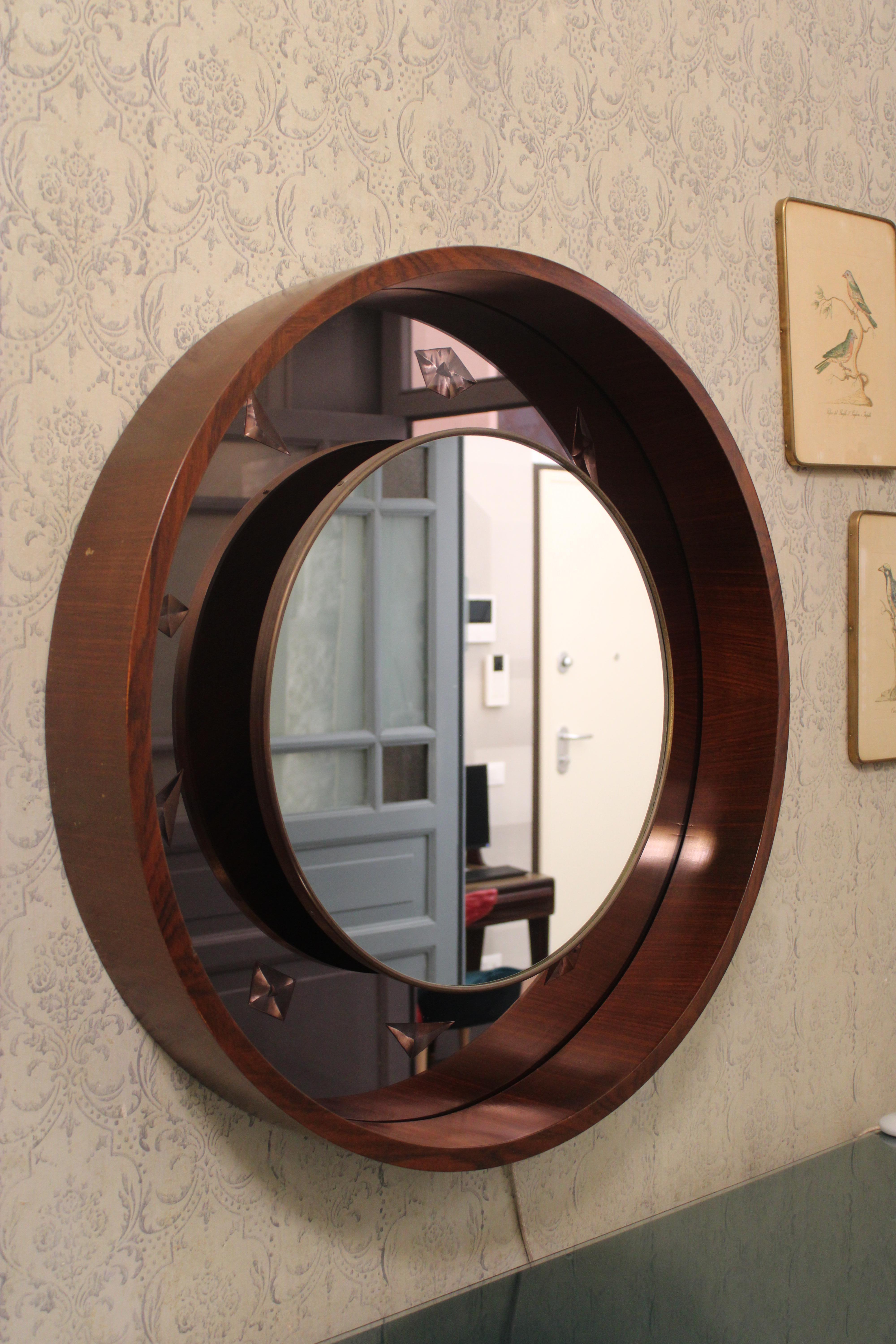 Espejo de madera Fontana Arte Guglielmo Ulrich con decoración geométrica en venta 5