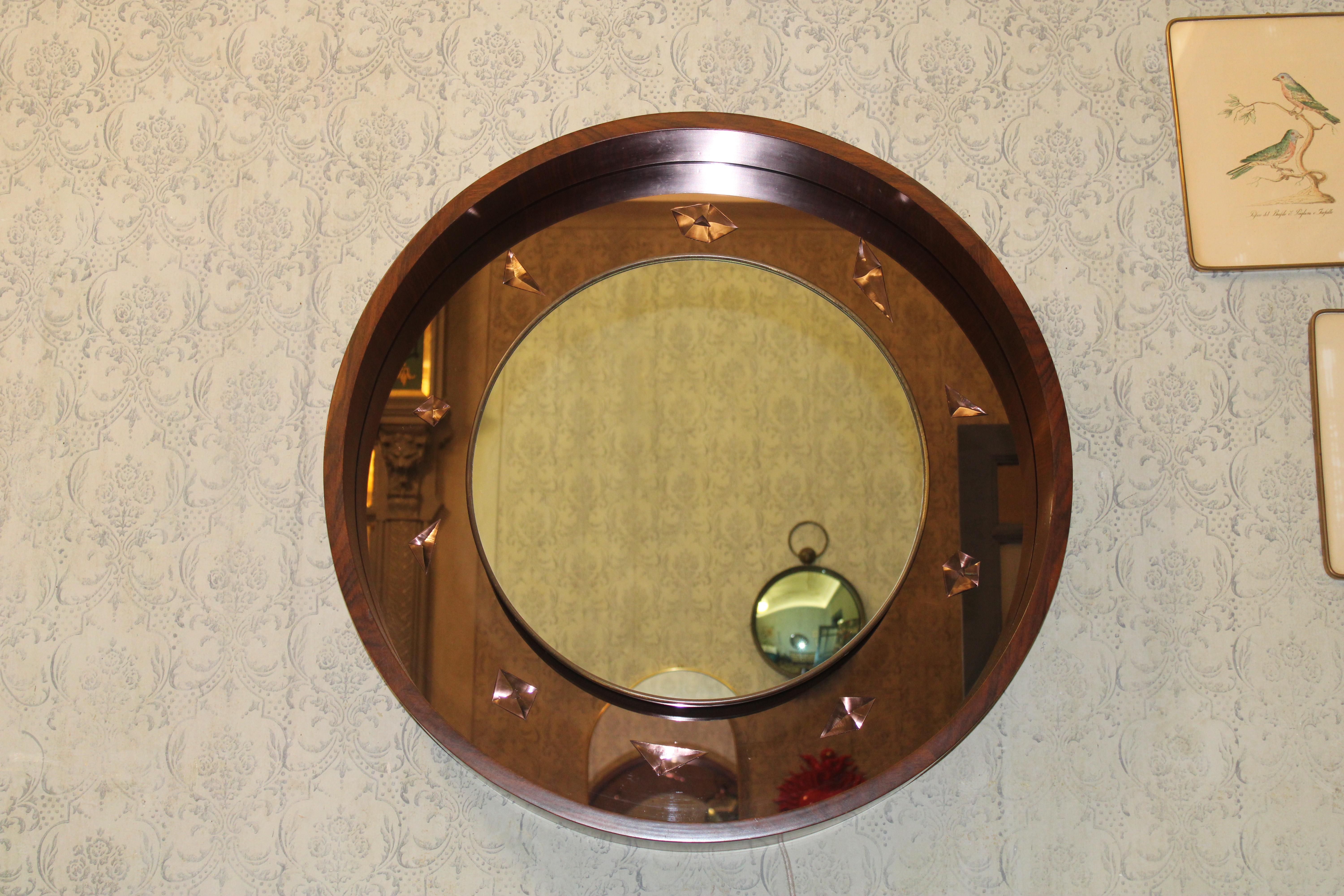 Espejo de madera Fontana Arte Guglielmo Ulrich con decoración geométrica en Bueno estado para la venta en Palermo, Sicily