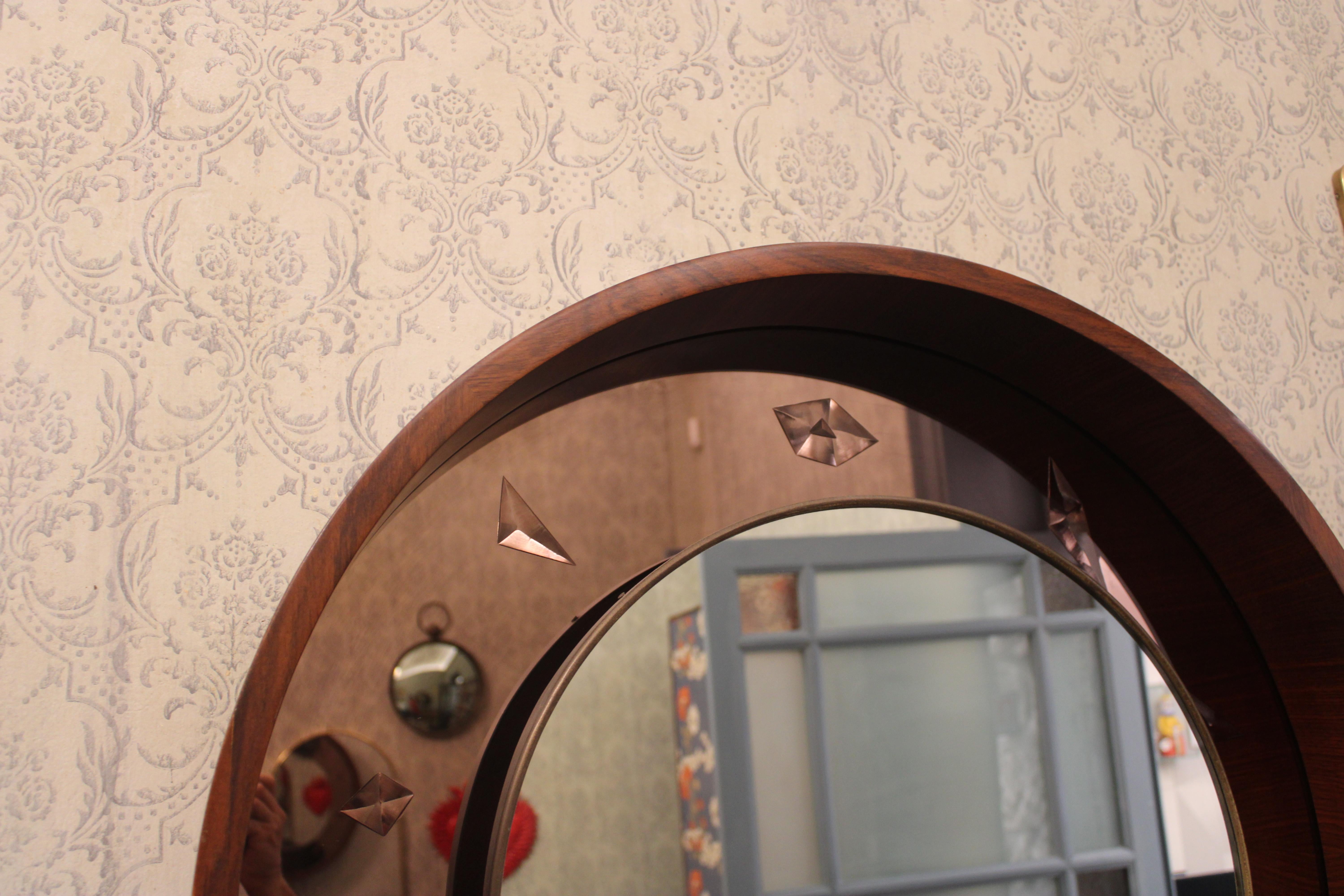 Espejo de madera Fontana Arte Guglielmo Ulrich con decoración geométrica Cristal en venta