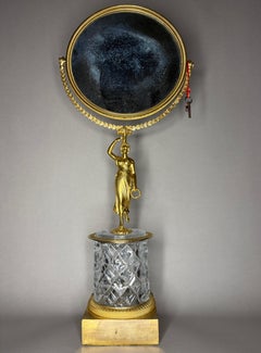 Carlo X French Mirror in Gilded Bronze and Crystal with a Musical Mechanism