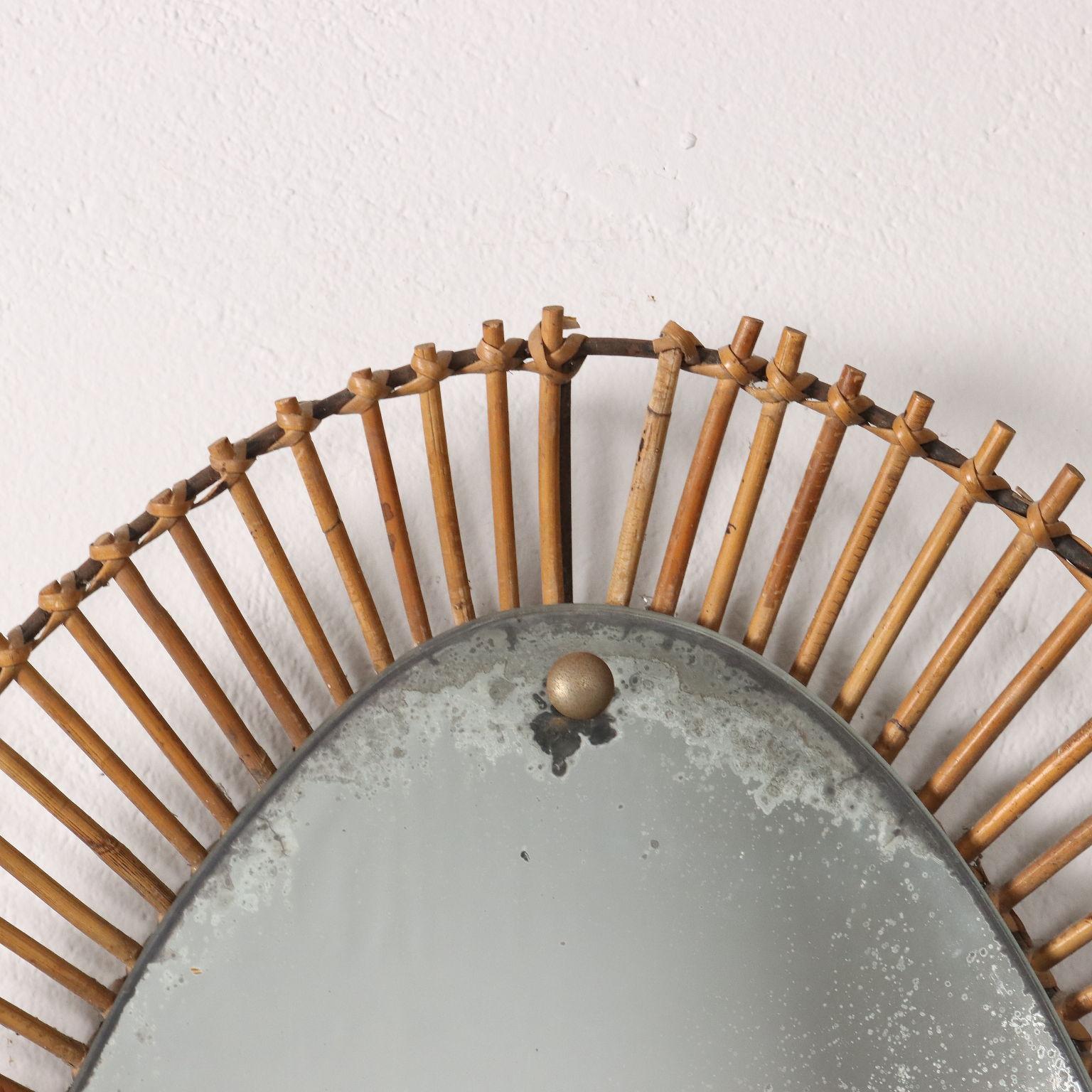 Mid-Century Modern Bamboo mirror, 1950s-60s  For Sale