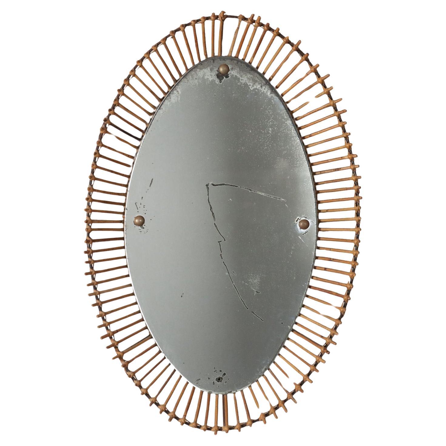 Bamboo mirror, 1950s-60s  For Sale