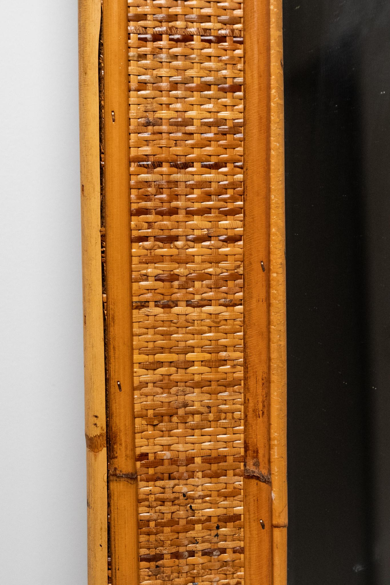 Italian Miroir en bambou et canne, 1970 en vente
