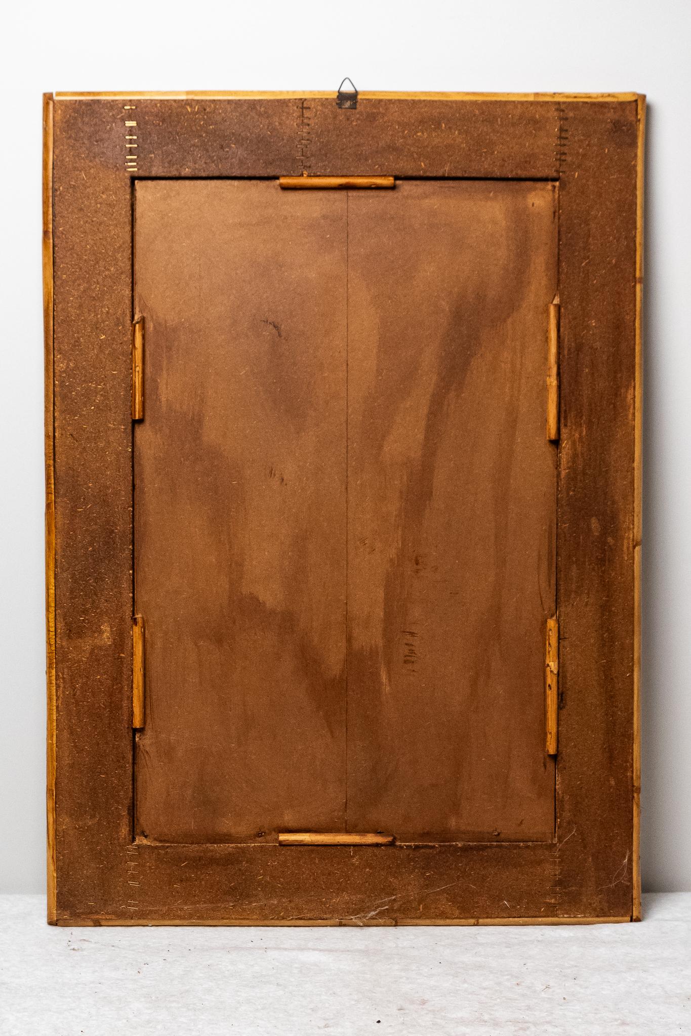 Miroir en bambou et canne, 1970 Bon état - En vente à Bastia Umbra, IT