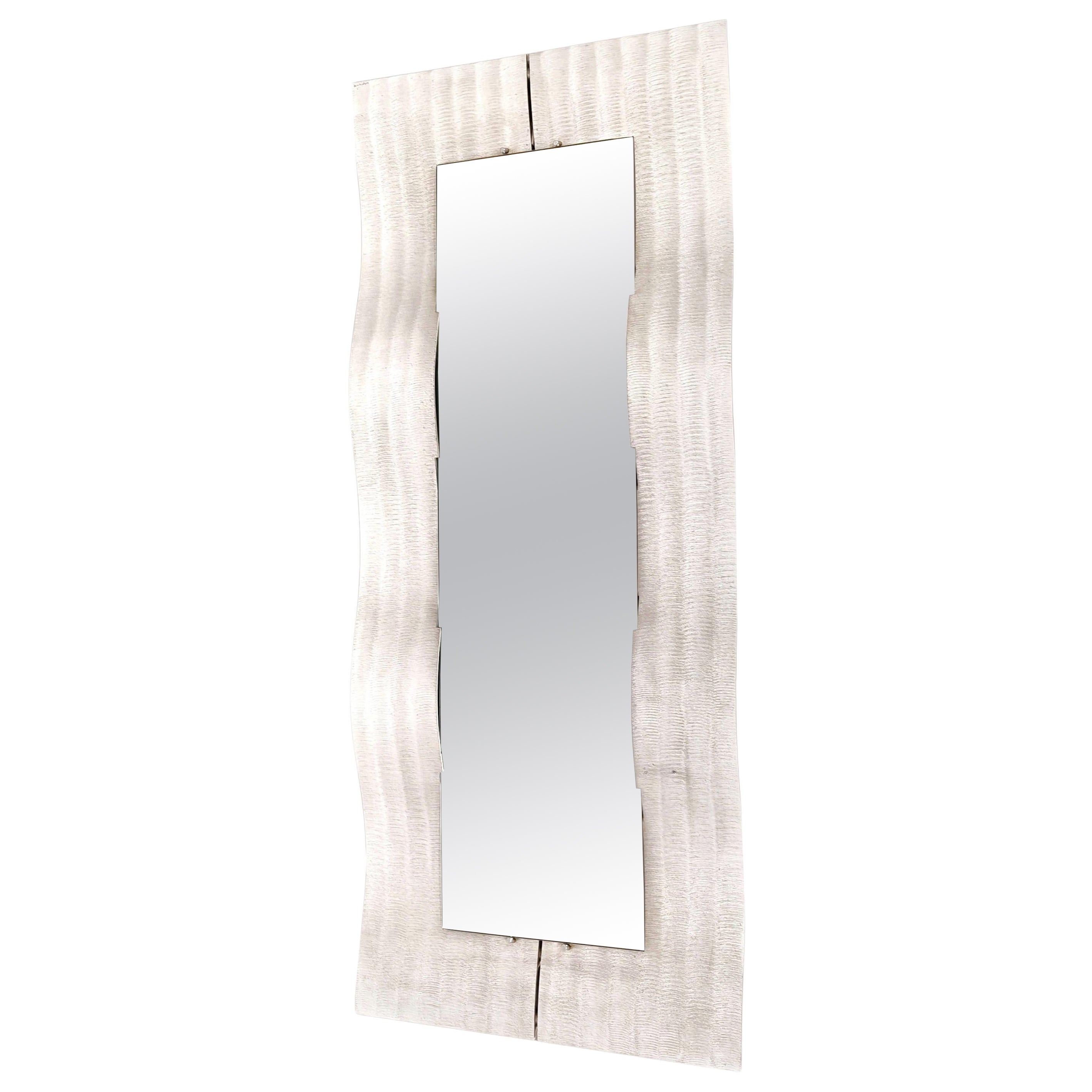 Italian 1970's Italian metal mirror Wave model Lorenzo Burchiellaro 1970's