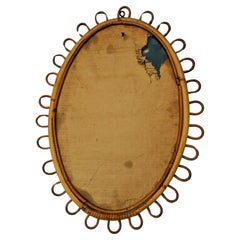 French or Italian rattan wicker mirror