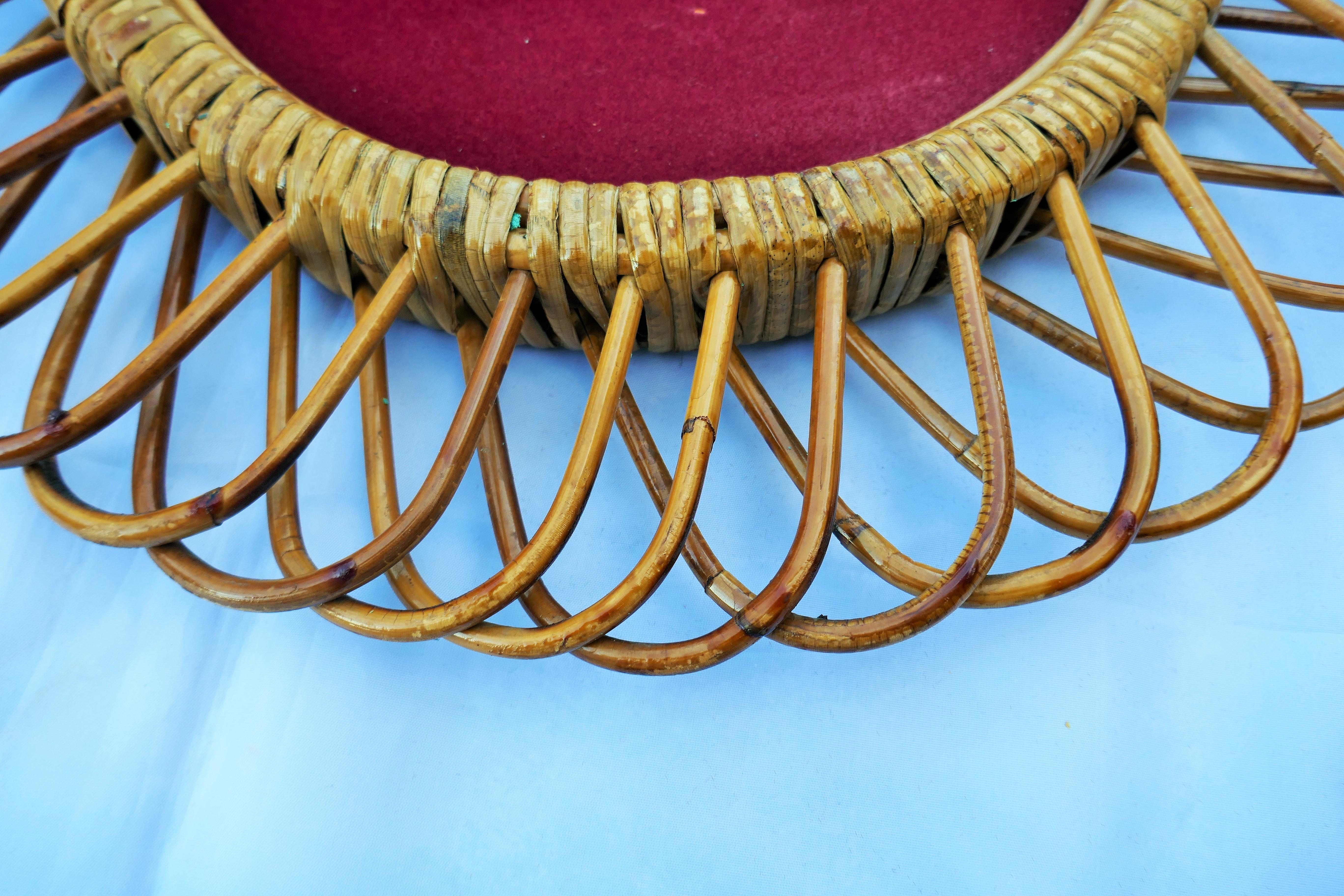 Specchio in rattan Francese o Italiano in vendita 7