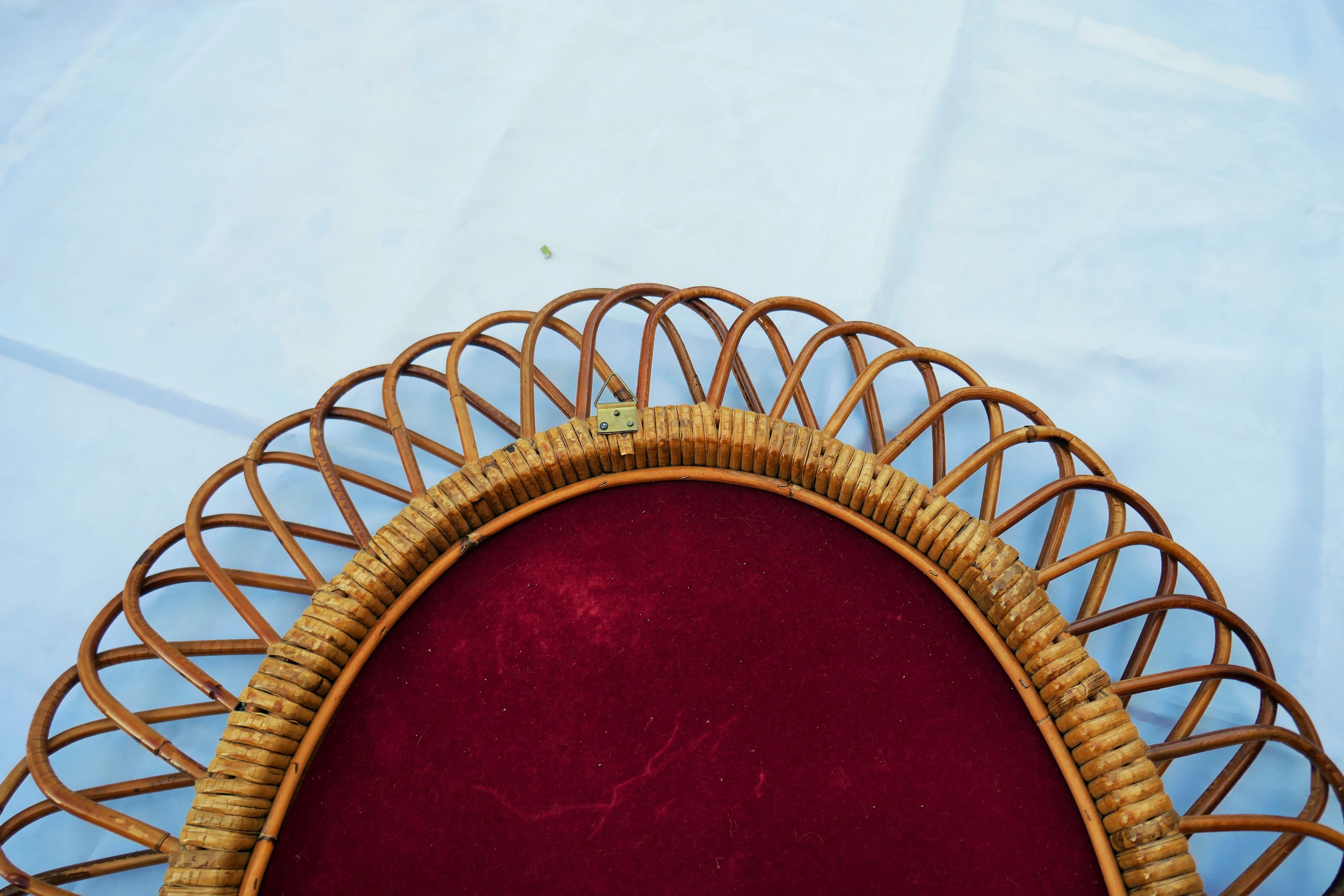 Specchio in rattan Francese o Italiano in vendita 10