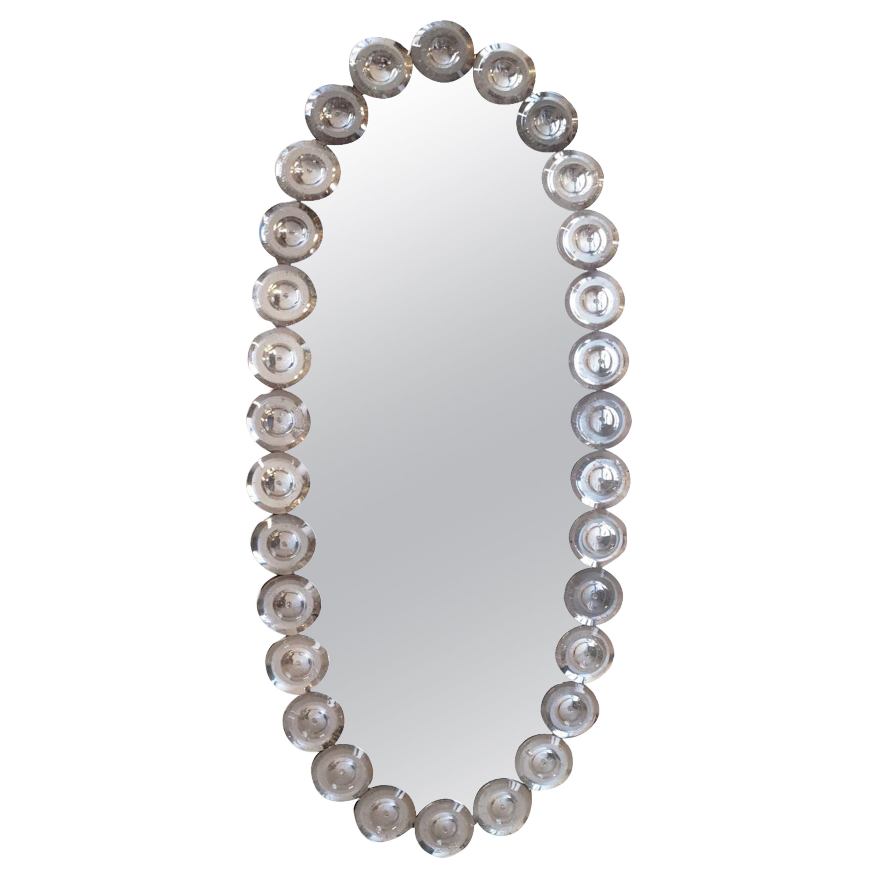 Specchio in Vetro di Murano "Ovale Argento" In Stile Contemporaneo