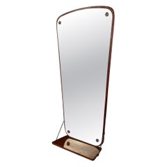 Irregular teak mirror with shelf, Denmark, 1960s