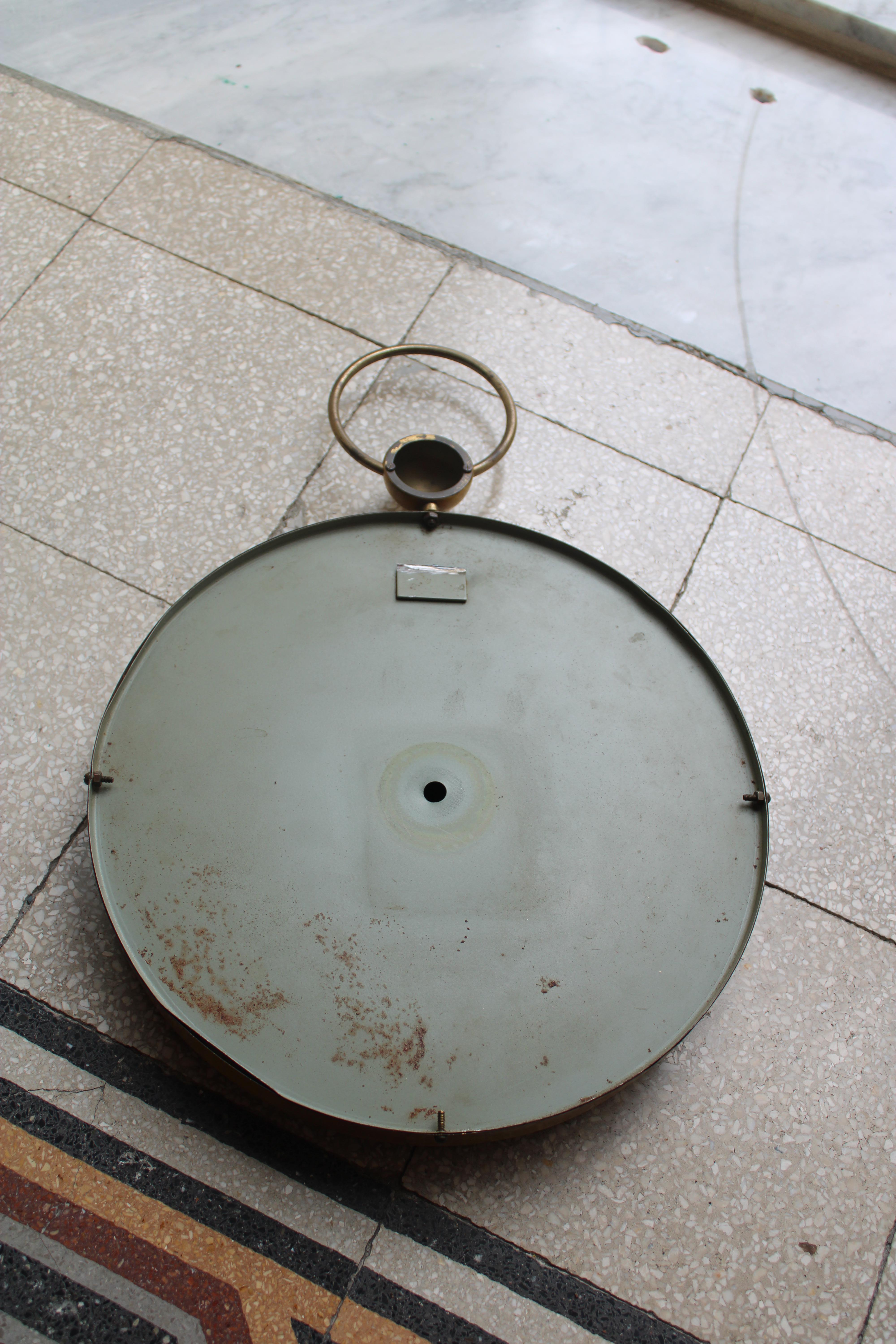 Italian 1950 Style Fornasetti Brass and Green Concave Mirror For Sale 4