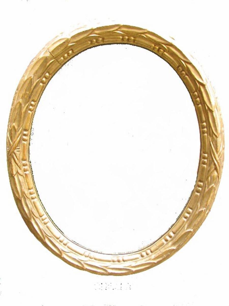 Sculpté à la main Miroir italien ovale à feuilles sculptées et dorées Milieu du 20e siècle en vente