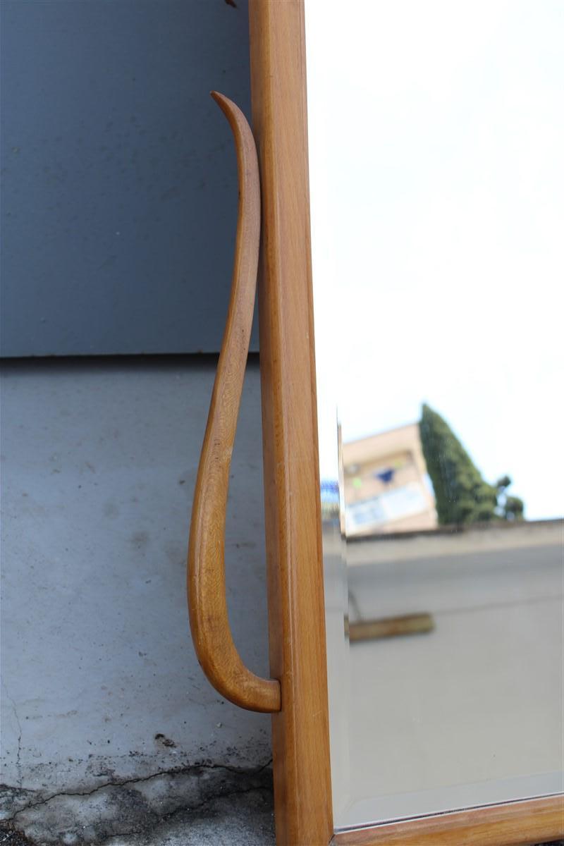 Mid-Century moderno Specchio Molato da Parete in legno scolpito Italia 1950 sagomato in vendita