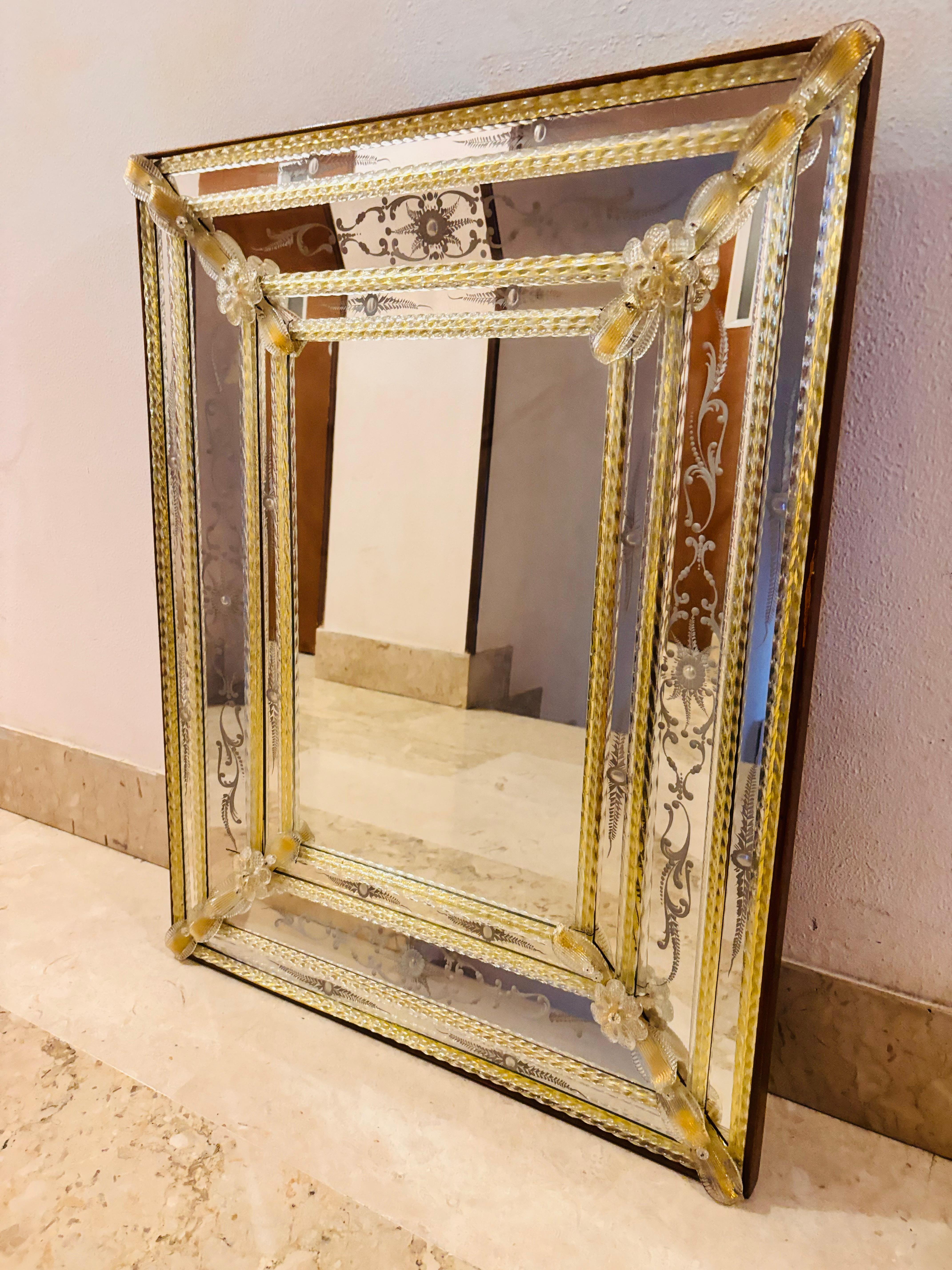 Miroir or vénitien en verre de Murano par Barbini Brothers en vente 4