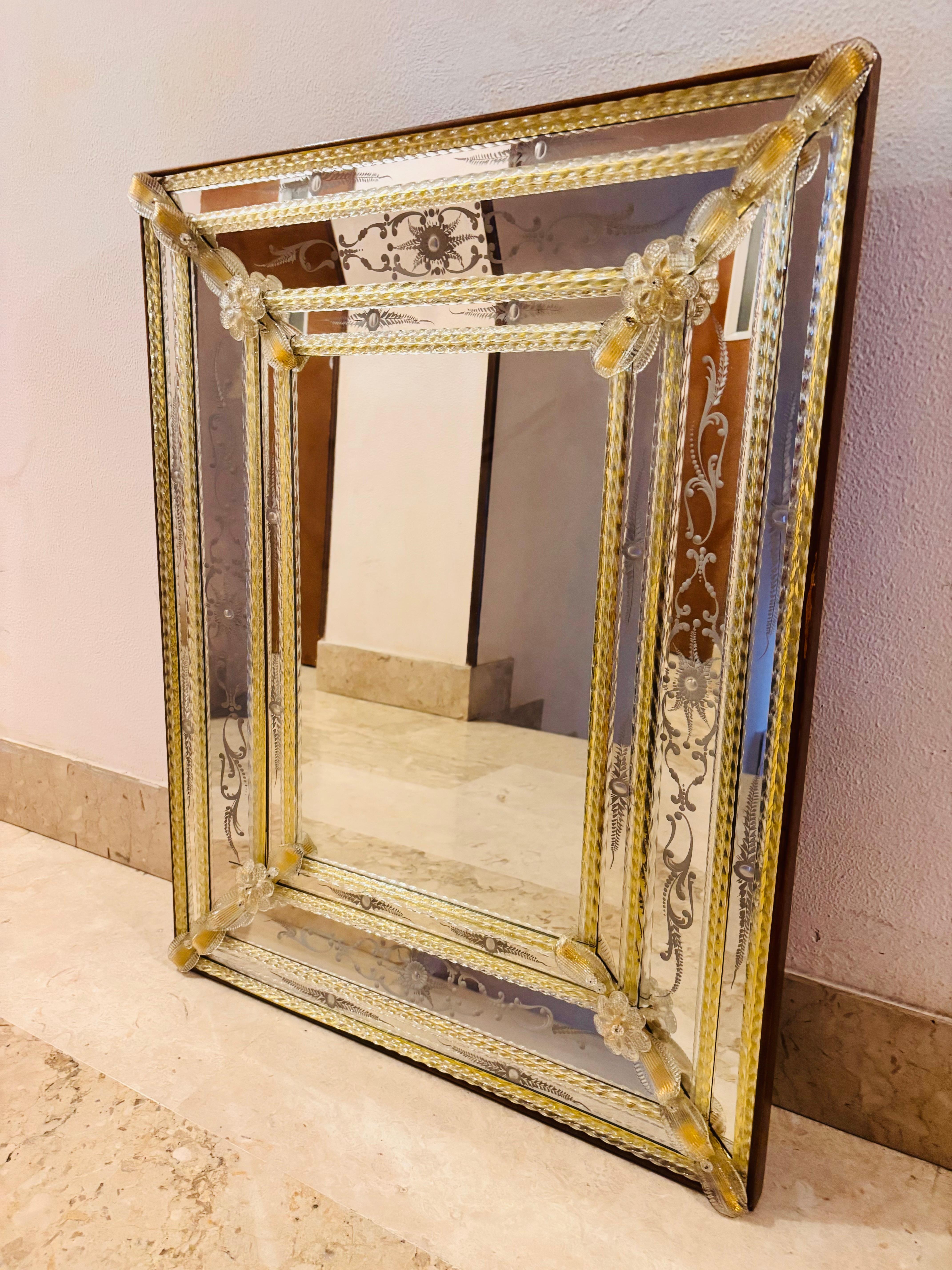 Miroir or vénitien en verre de Murano par Barbini Brothers en vente 5
