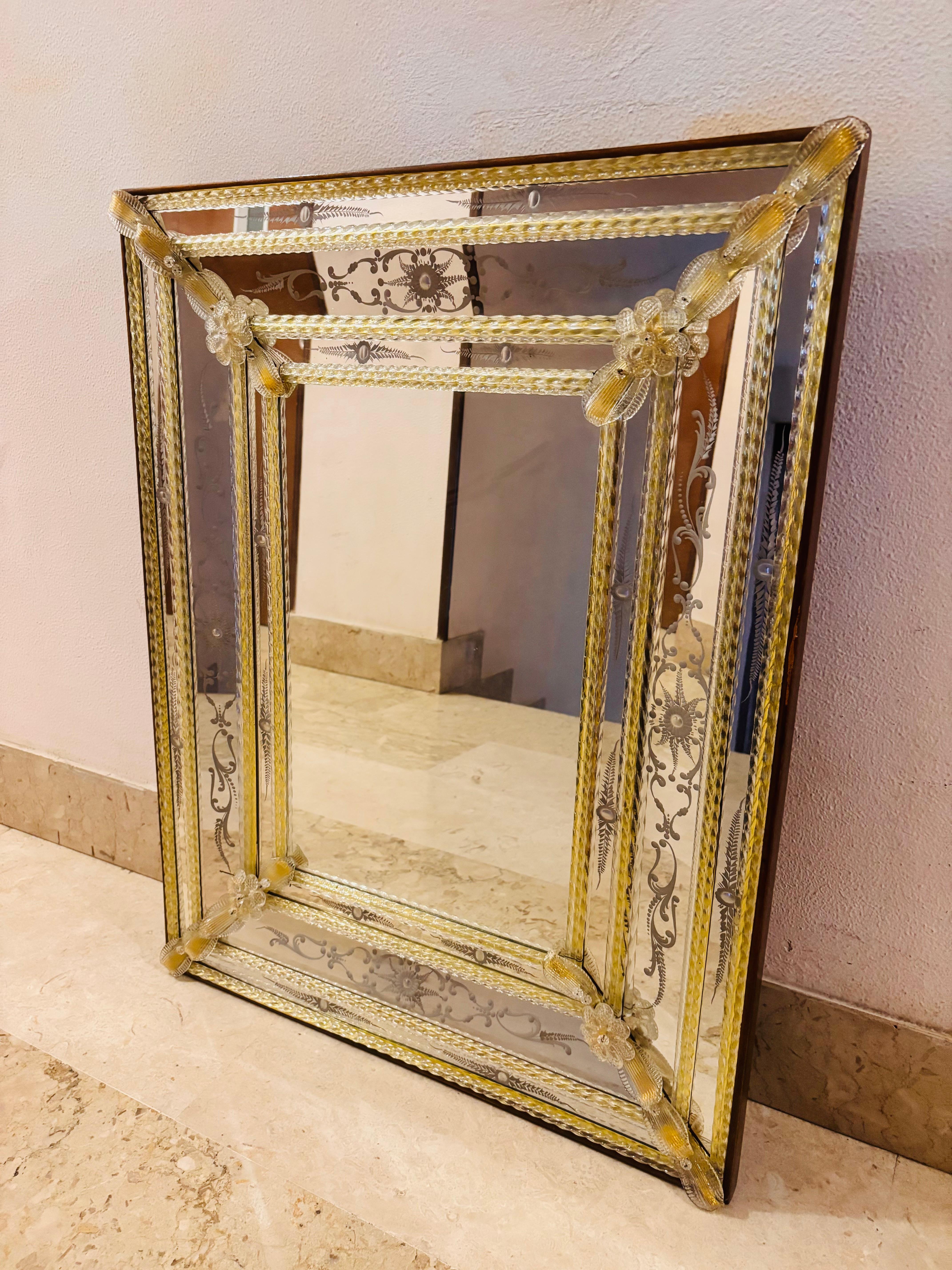 Miroir or vénitien en verre de Murano par Barbini Brothers en vente 6