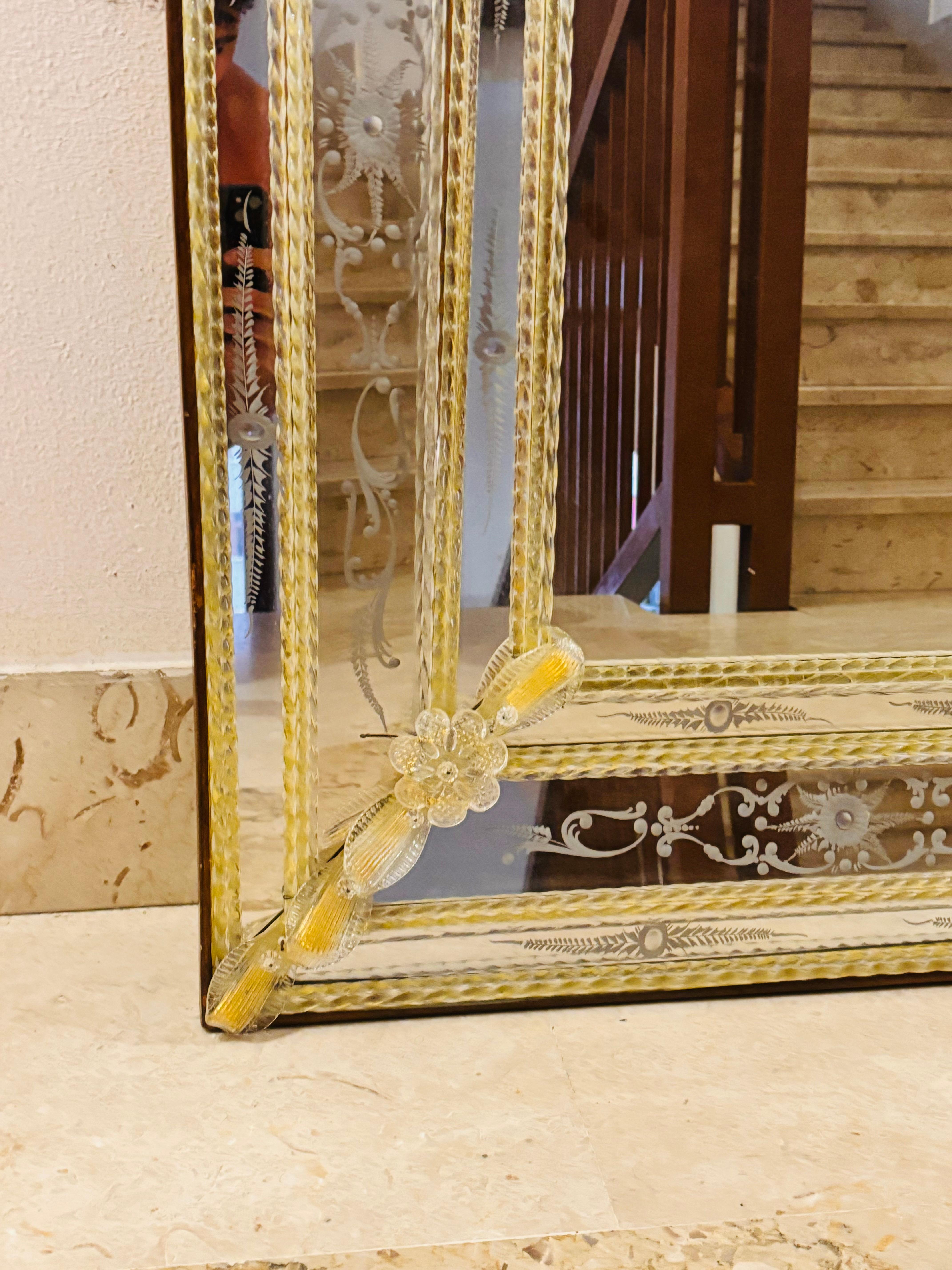 20th Century Miroir or vénitien en verre de Murano par Barbini Brothers en vente