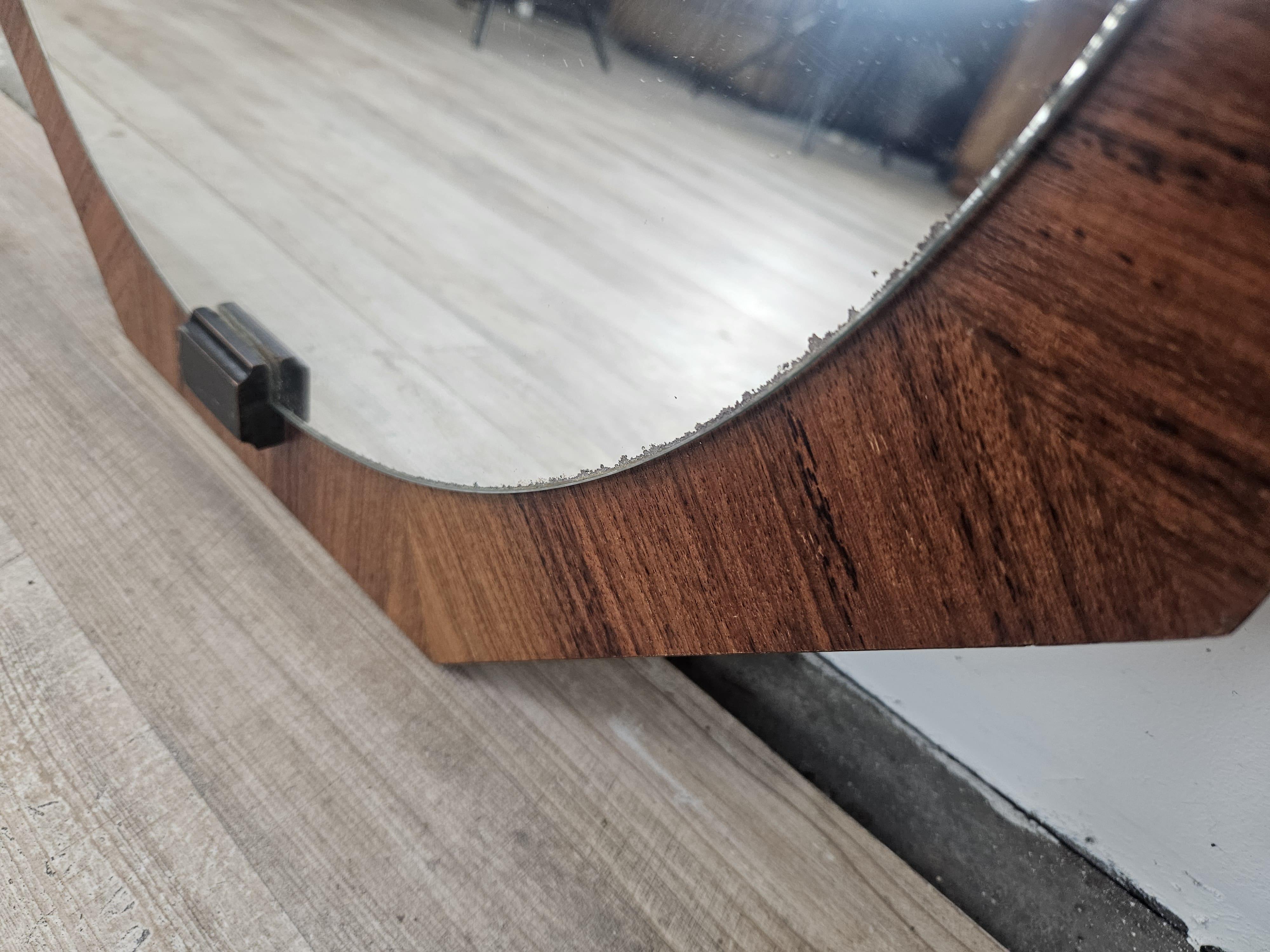 Miroir octogonal en teck des années 1970 en vente 4