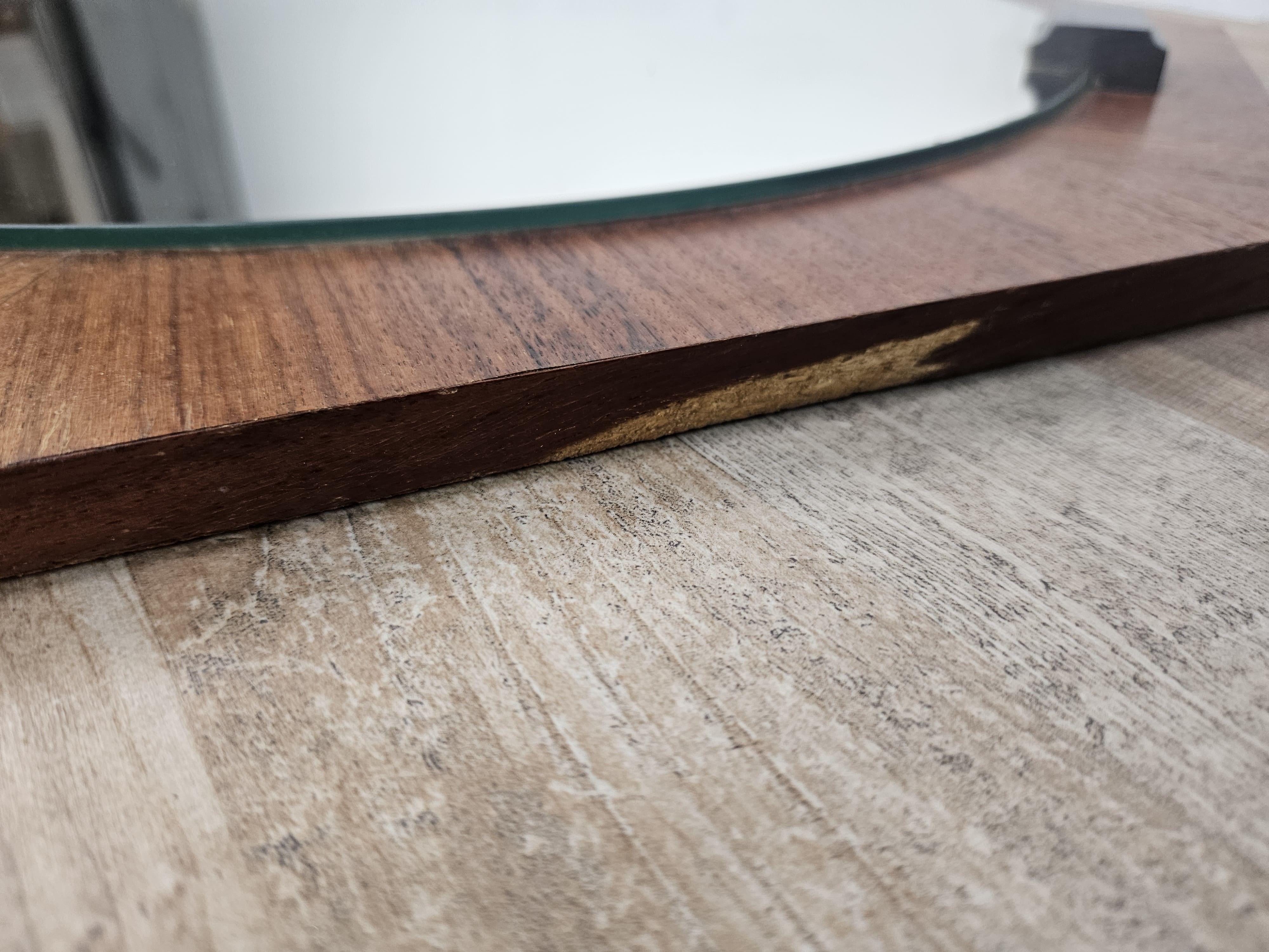 Miroir octogonal en teck des années 1970 en vente 5