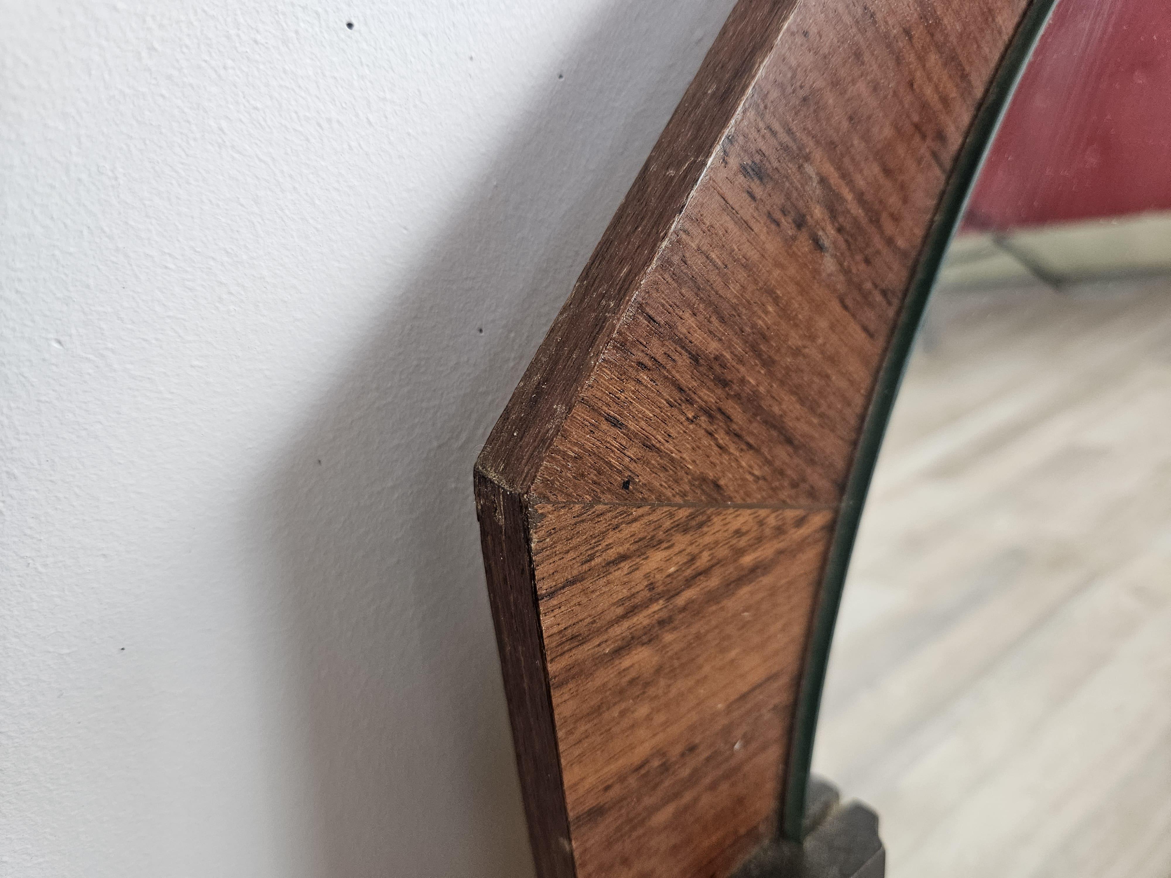 Miroir octogonal en teck des années 1970 en vente 2