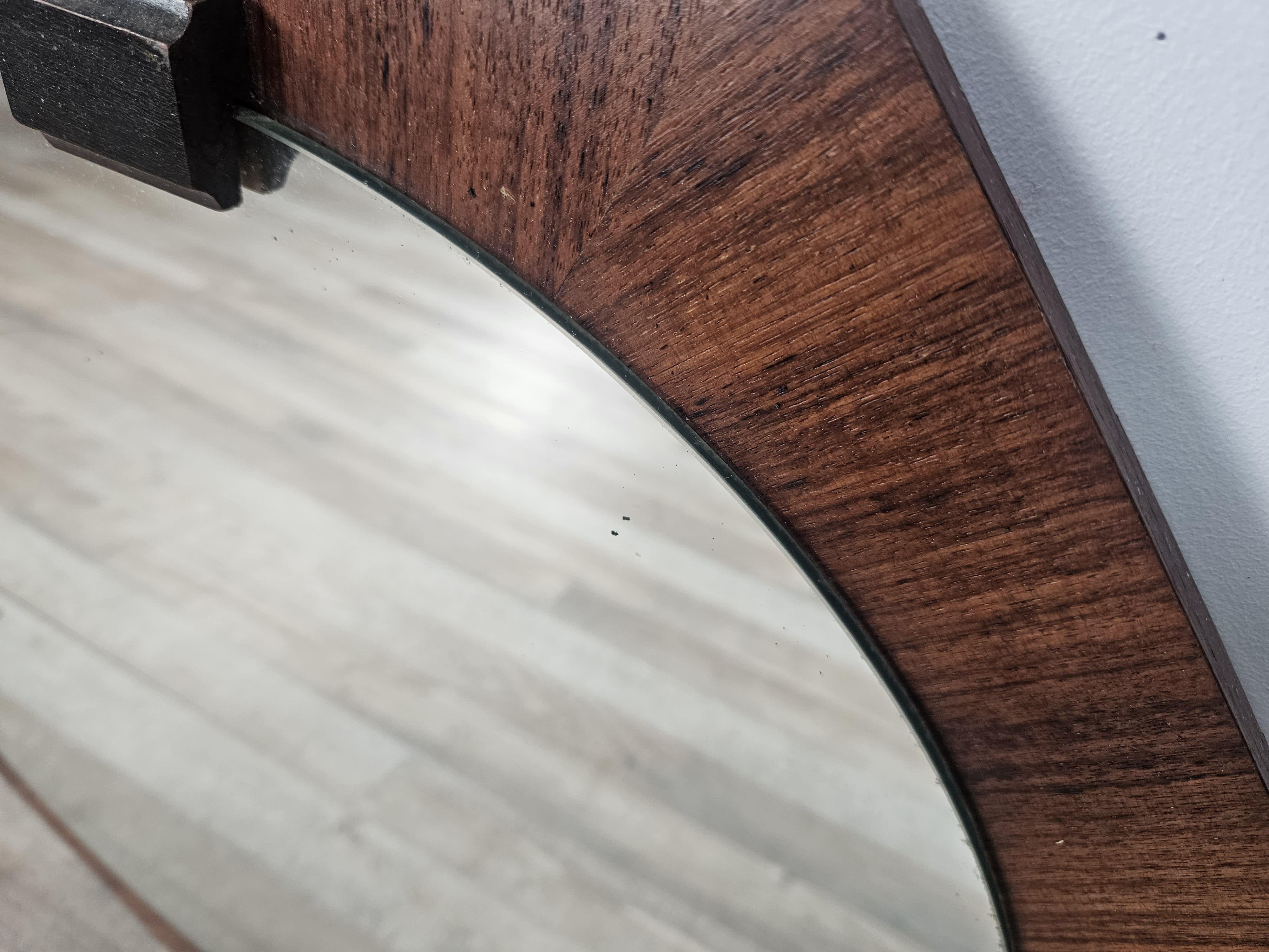Miroir octogonal en teck des années 1970 en vente 3