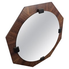 Specchio ottagonale in teak anni '70