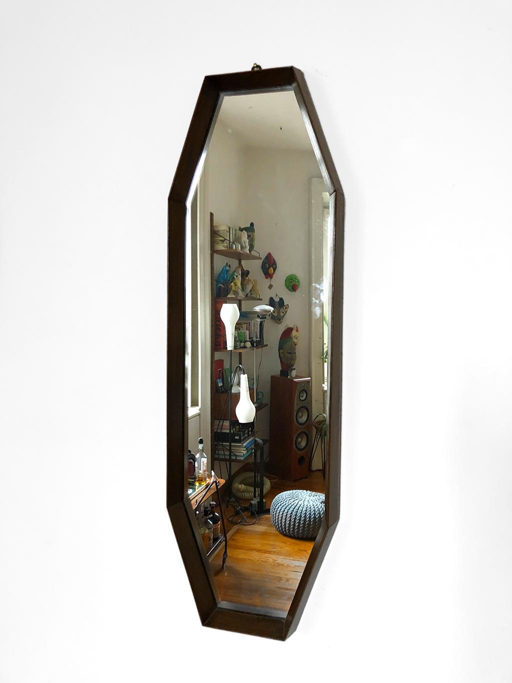 Teak octagonal mirror In Good Condition For Sale In Milano, IT