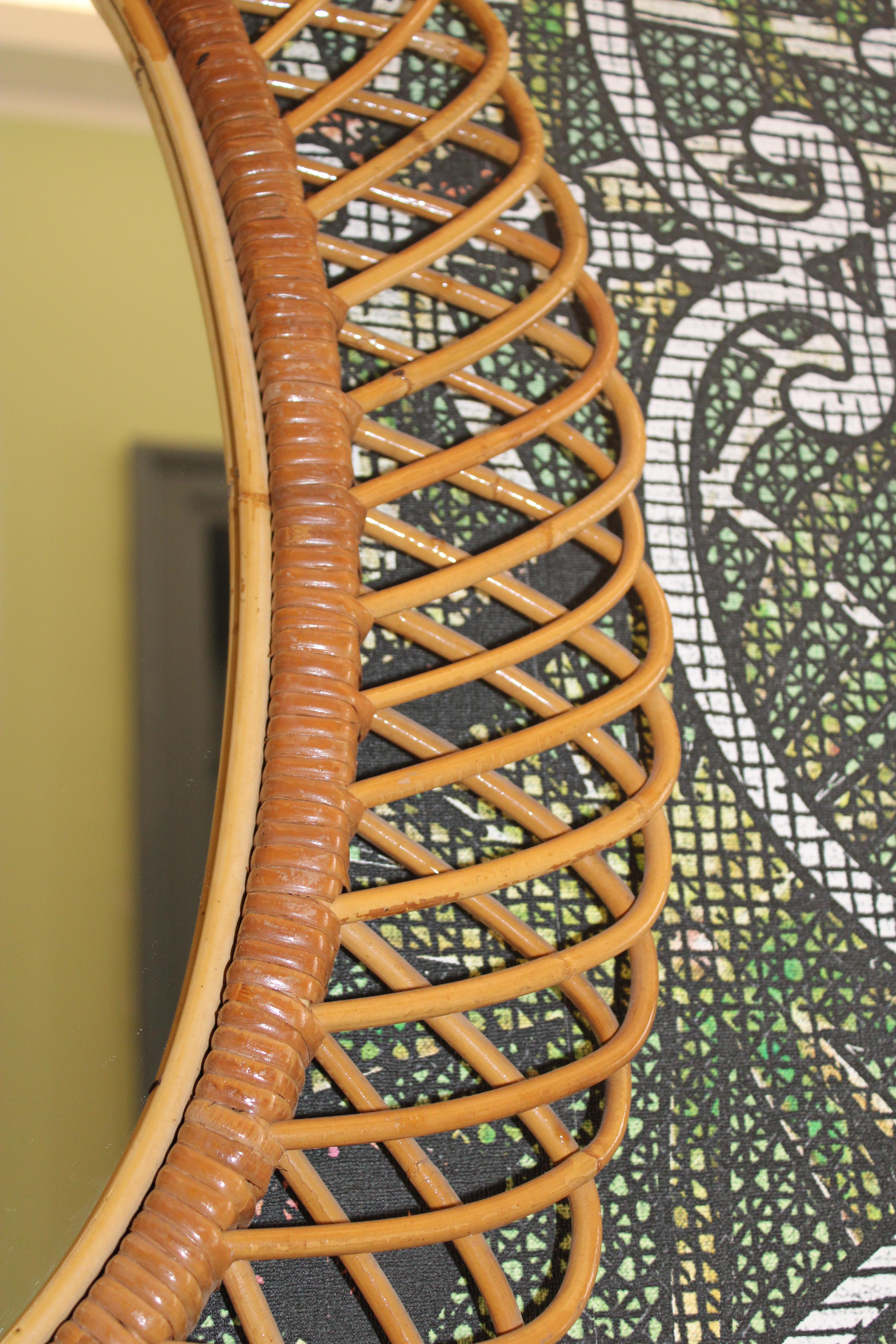 Franco Albini 1950 Woven Bamboo Oval Mirror For Sale 2