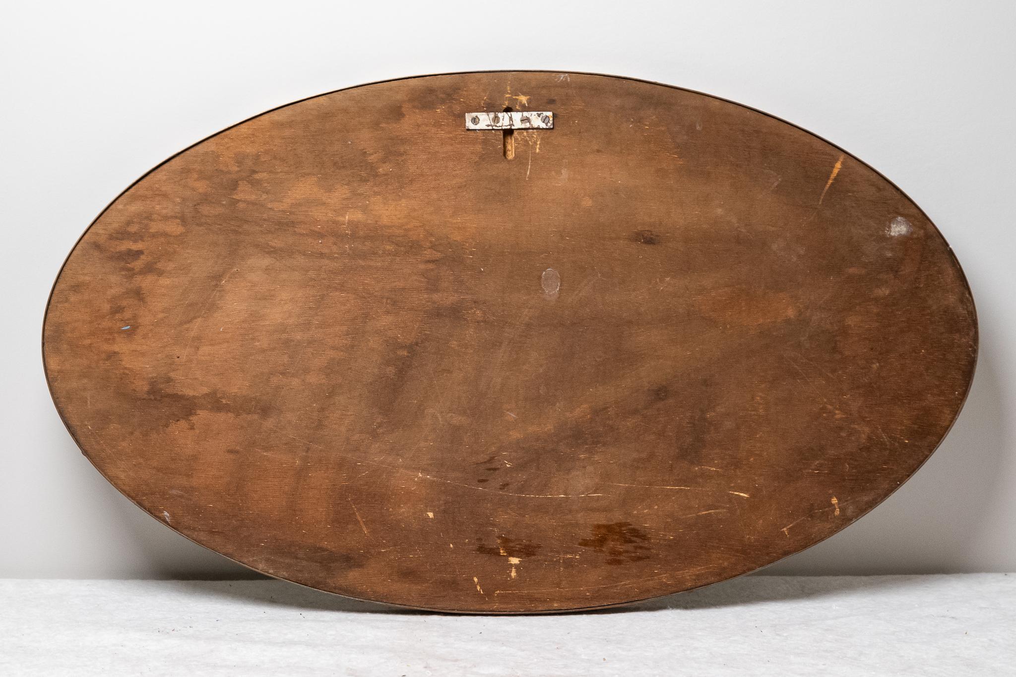 Mid-20th Century Specchio ovale in ottone, Anni '50 in vendita