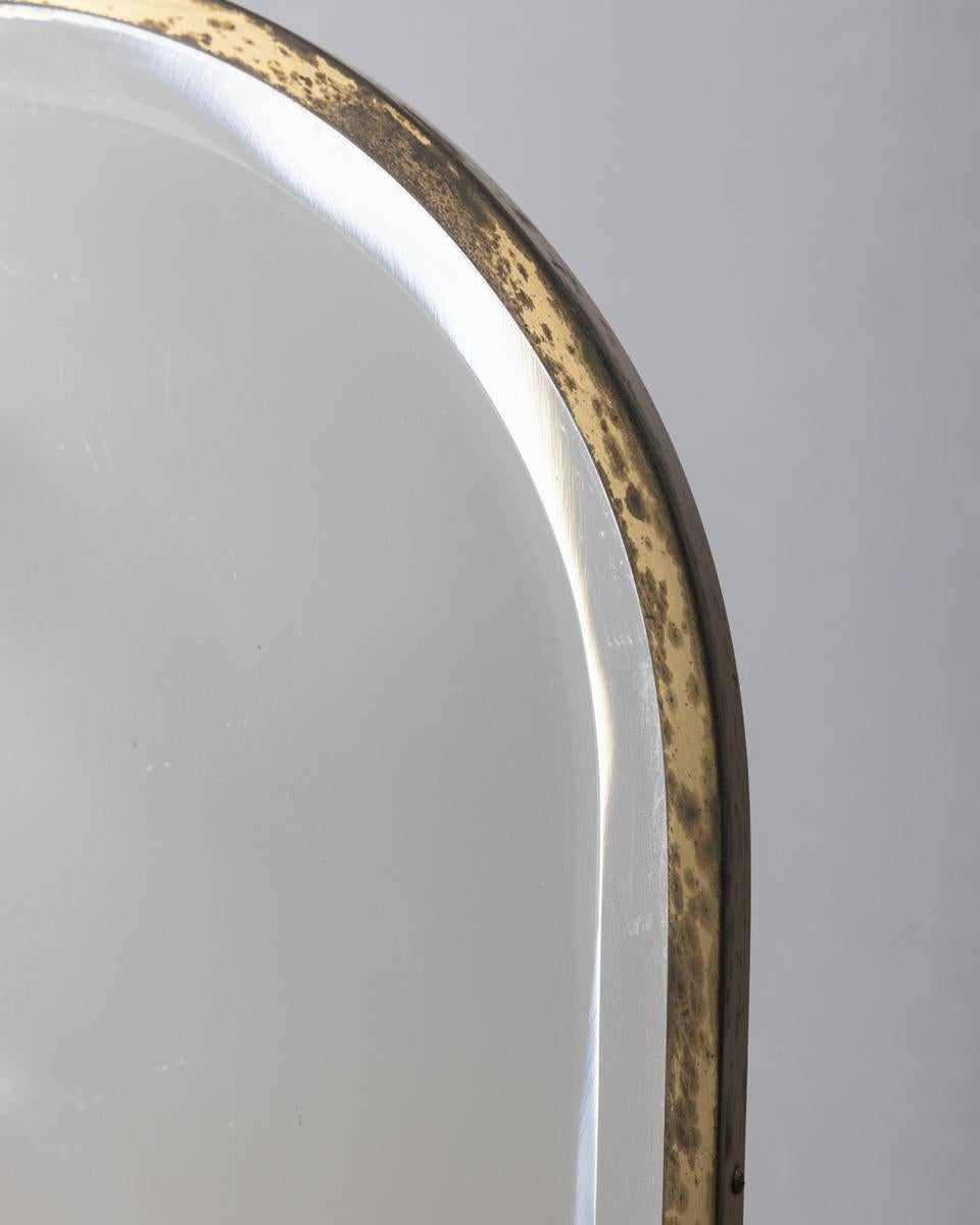 Specchio psiche da terra vintage anni 50 in ottone dorato design Italiano in vendita 2