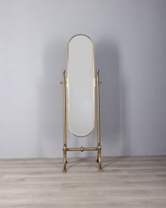 Specchio psiche da terra vintage anni 50 in ottone dorato design Italiano