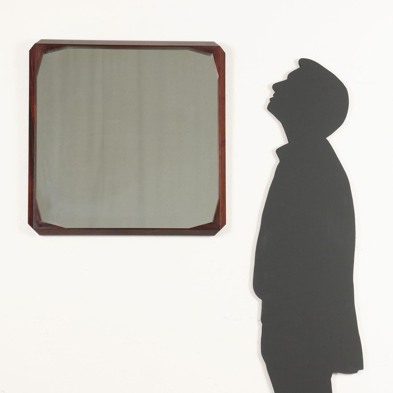 Wall mirror,  exotic wood frame, mirrored glass, Good condition.